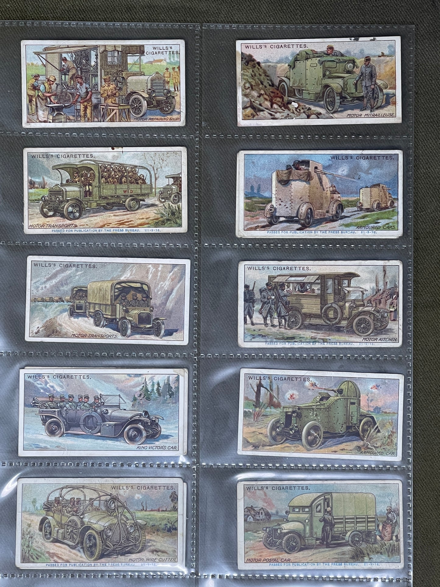  History with WD & HO Wills Military Vehicles 1917 Cigarette Cards