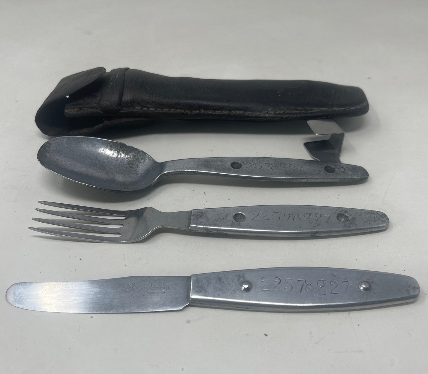 Knife, fork, and spoon set dated 1944