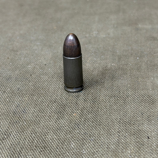 Original WW2 German 9mm Parabellum Cartridge – emp 1942 – Black Bullet – Inert