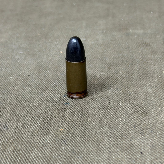 Original WW2 German 9mm Parabellum Cartridge – dnf St+ 9 44 – RWS Nürnberg – Inert