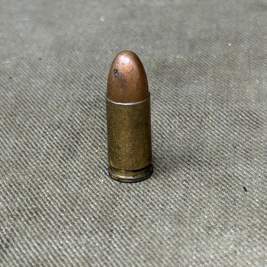 Original WW1 German 9mm Parabellum Cartridge – DWM Karlsruhe 1918 – Inert