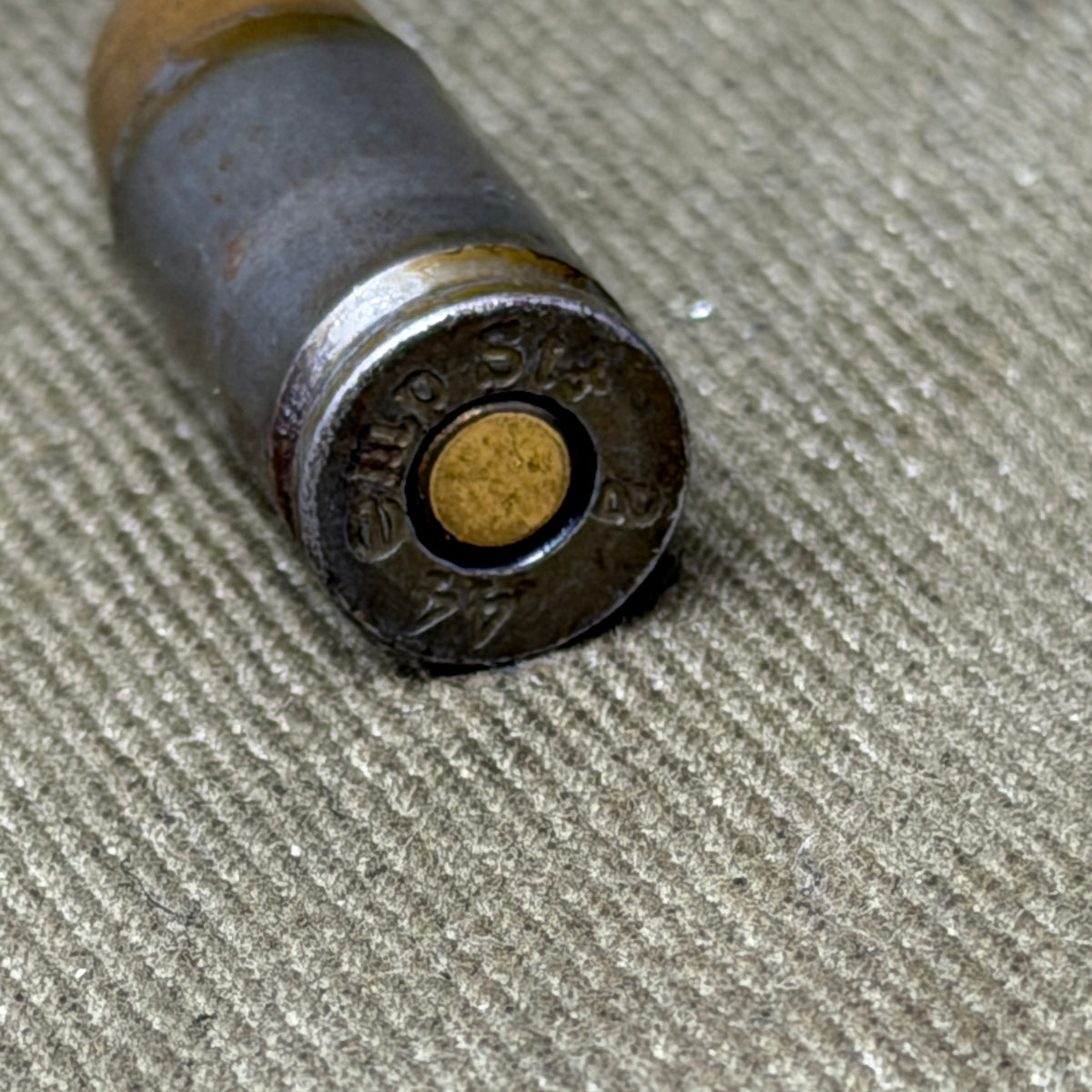 Original WW2 German 9mm Parabellum Cartridge – emp 1944 – Black Bullet – Inert