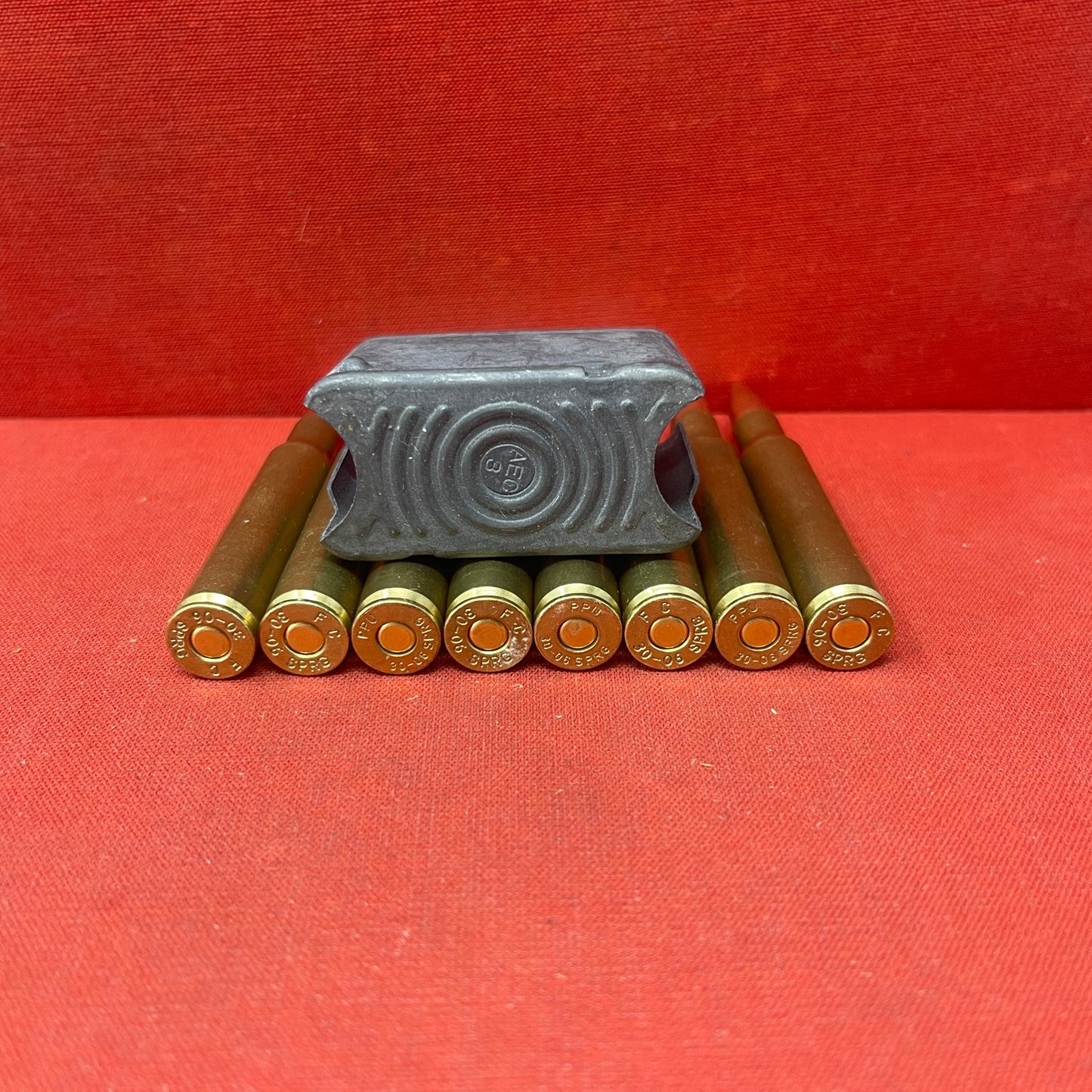 8 X Inert/ Display – .30-06 Springfield Rifle Rounds In M1 Garand Enbloc Clip INERT Primers