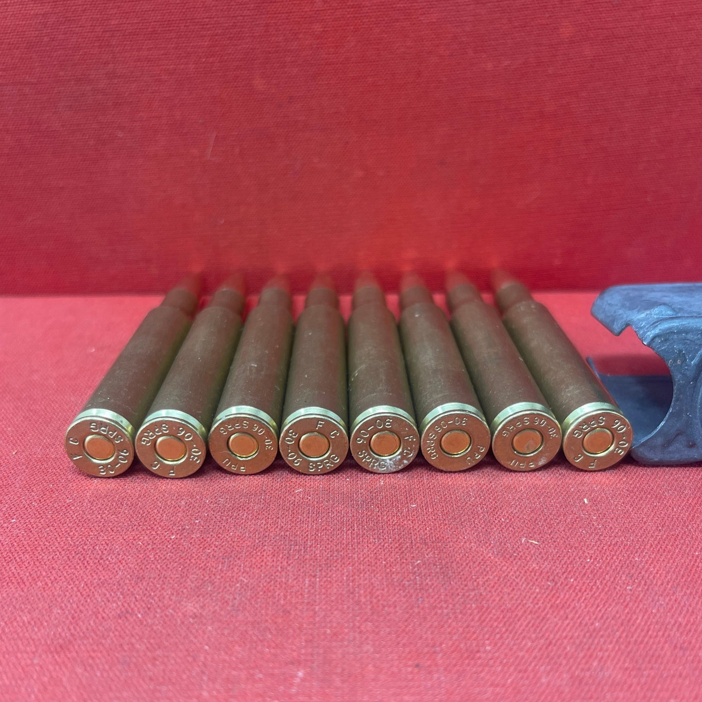 8 X Inert/ Display – .30-06 Springfield Rifle Rounds In M1 Garand Enbloc Clip INERT Primers