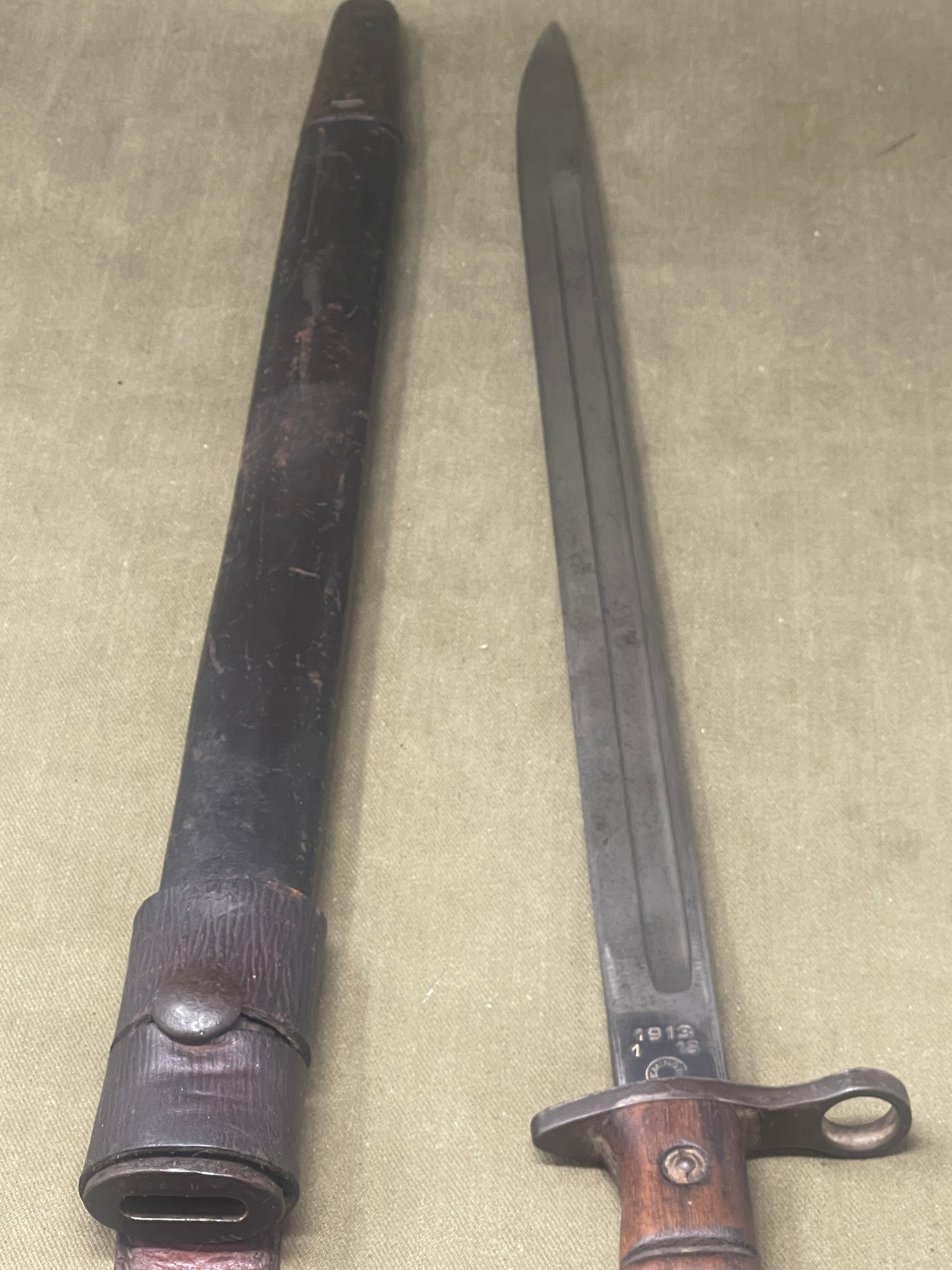 Original U.S. Army P14 M1913 Sword Bayonet – Remington January  1916 – Excellent Condition with LeatherFrog