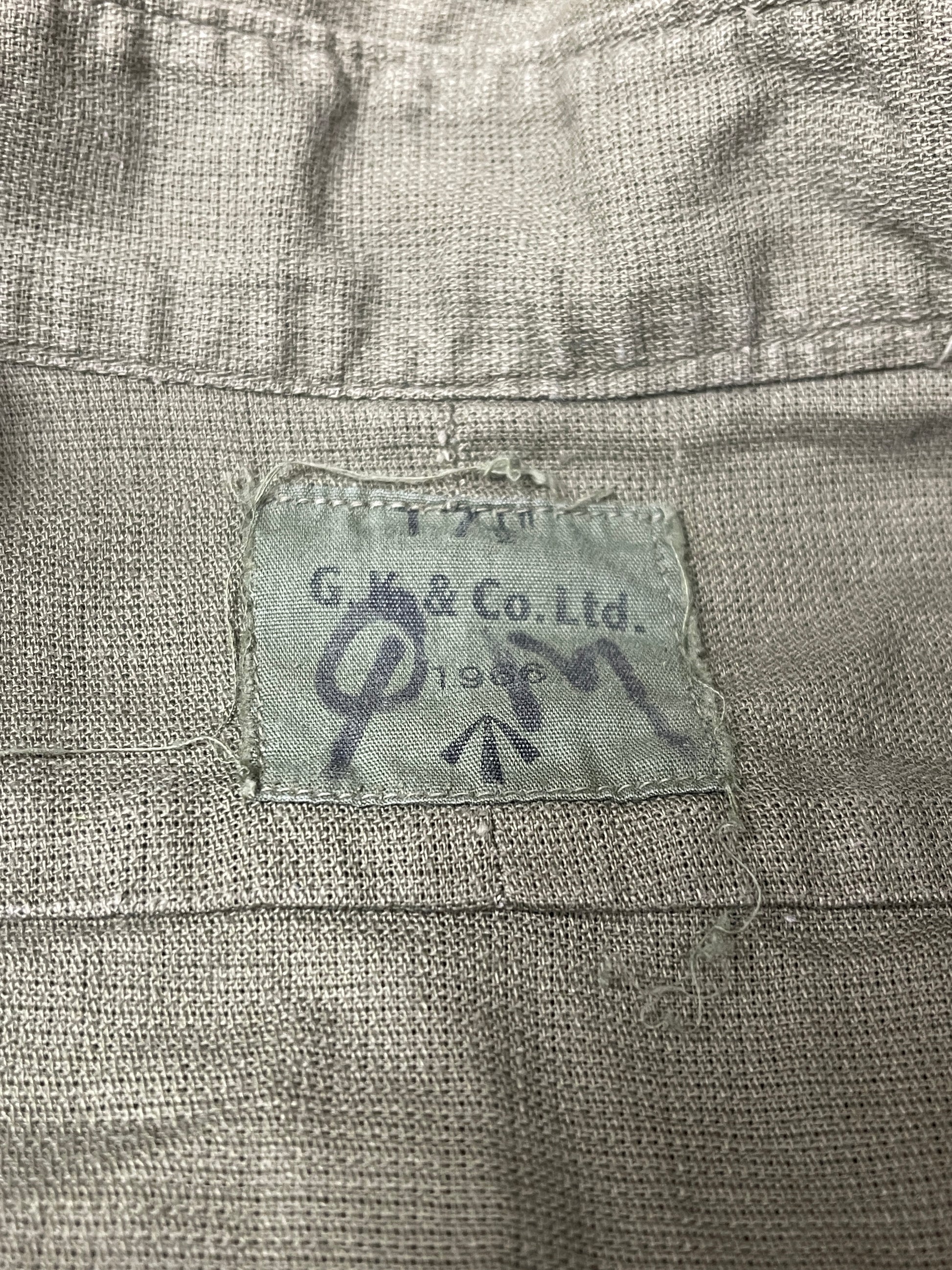  British Olive Airtex Shirt. dated 1966 G.K & Co Ltd  17.5" Neck