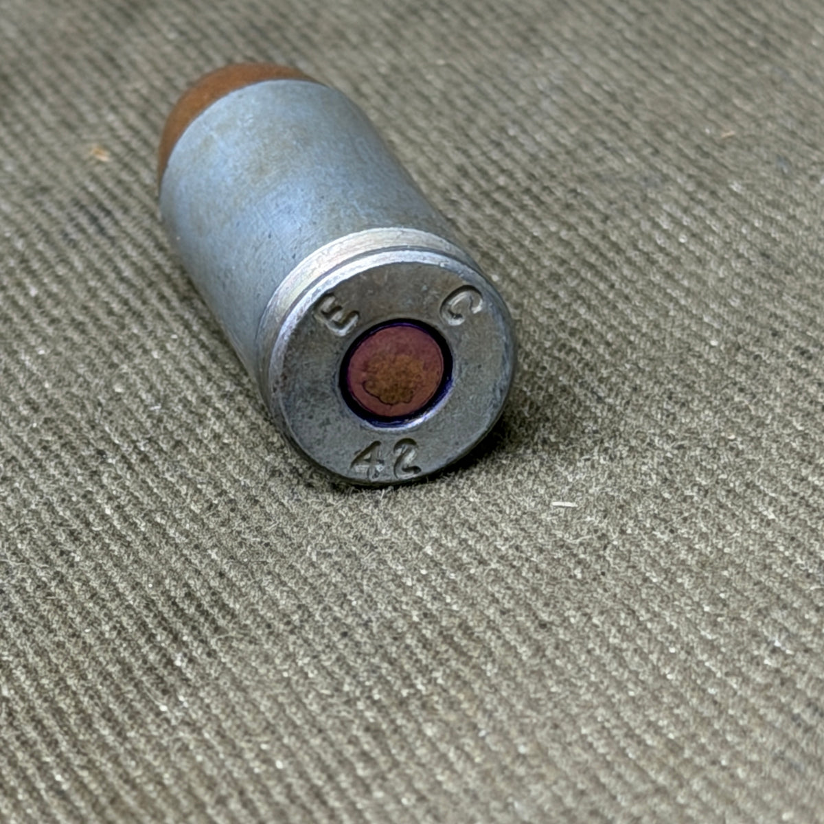 Original WW2 US .45 ACP Cartridge – EC 42 – Evansville Sunbeam – 1942
