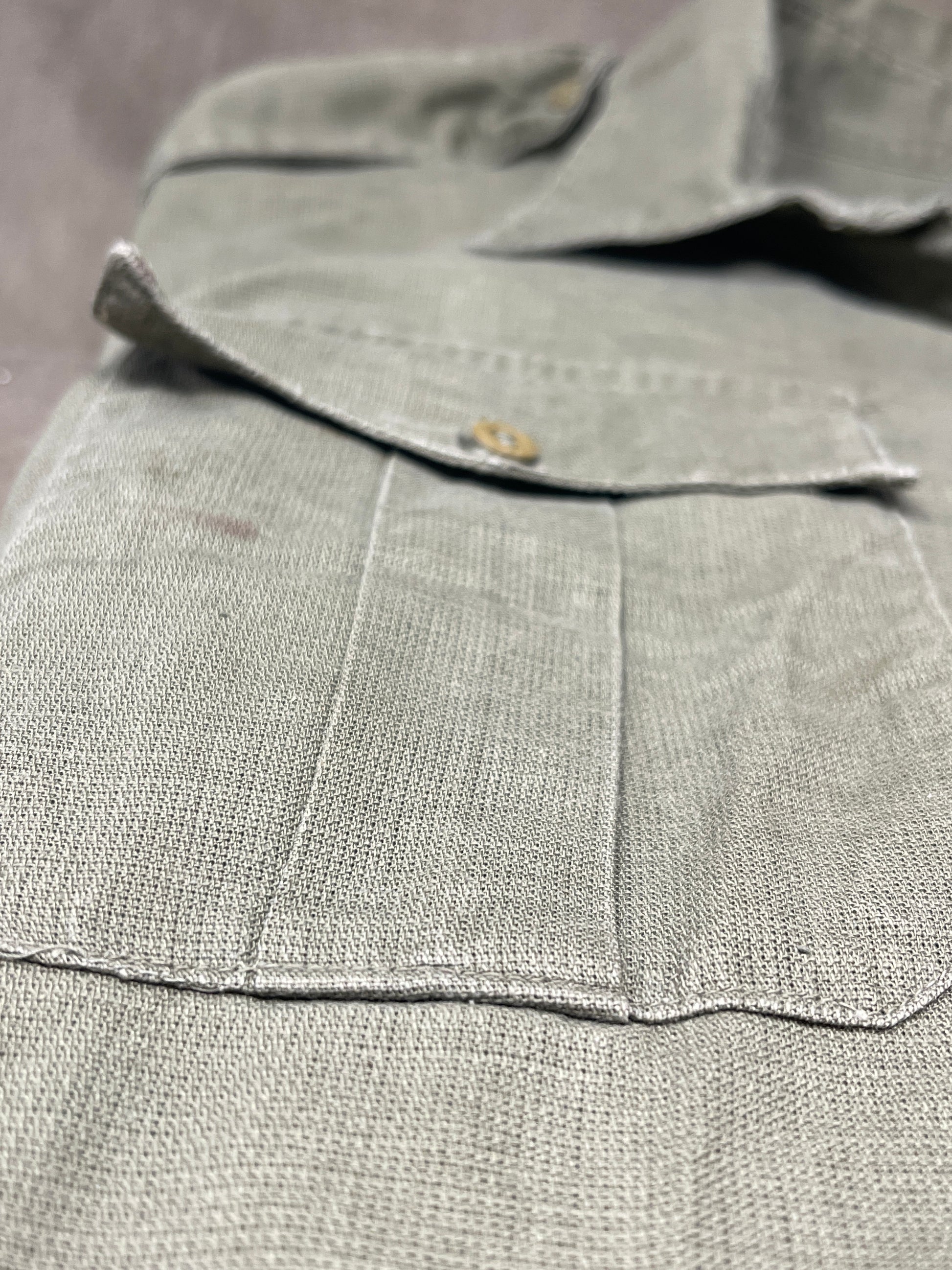  British Olive Airtex Shirt. dated 1966 G.K & Co Ltd  17.5" Neck