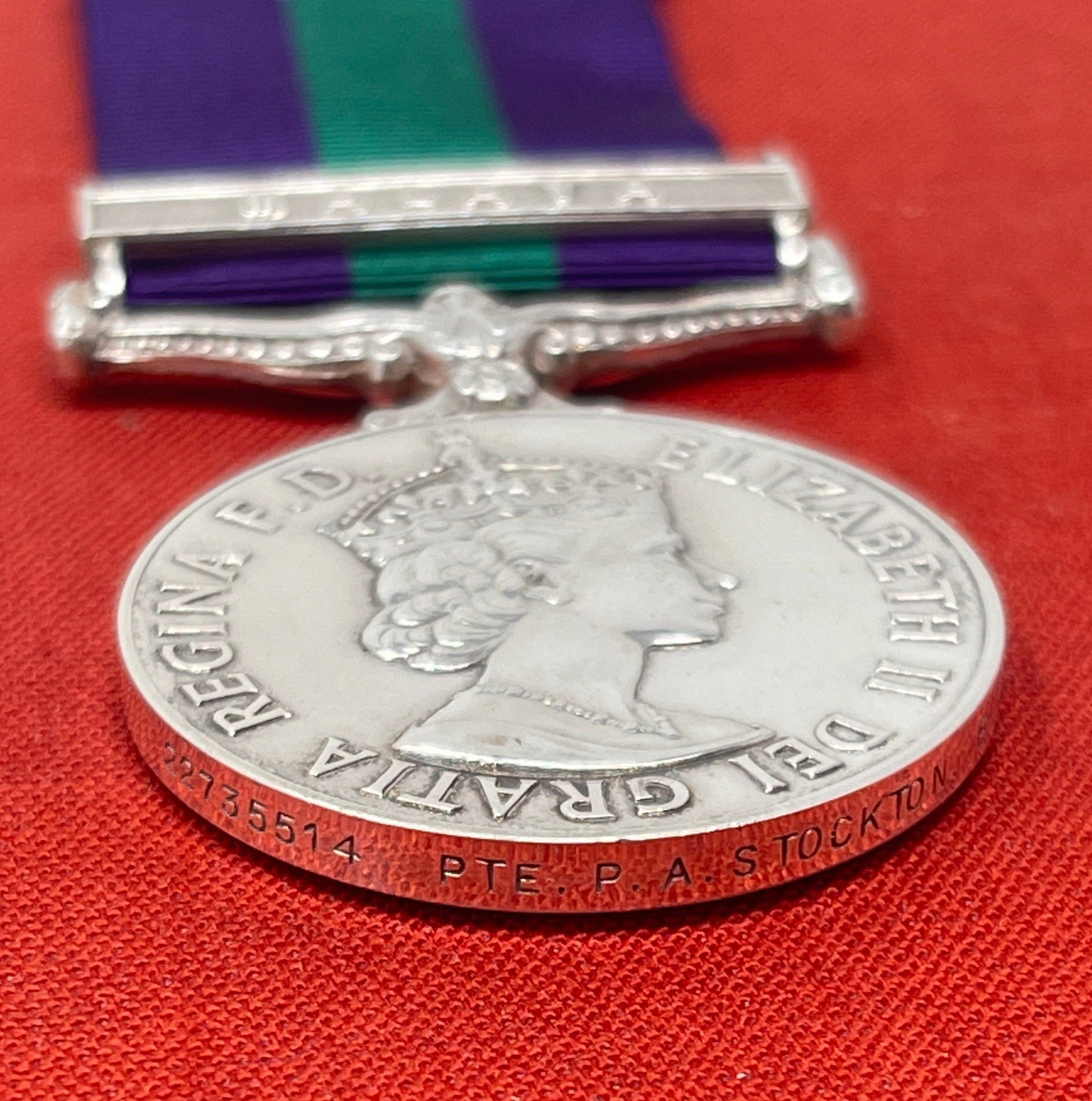 General Service Medal 1918-62, ERII, One Clasp, Malaya, Private P.A. Stockton East Yorkshire Regiment