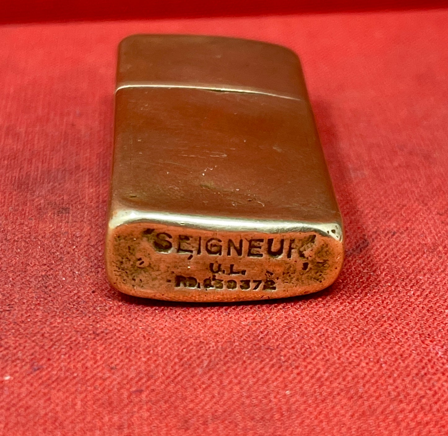 WW2 British Brass Pocket Petrol Lighter by SEIGNEUR circa 1943