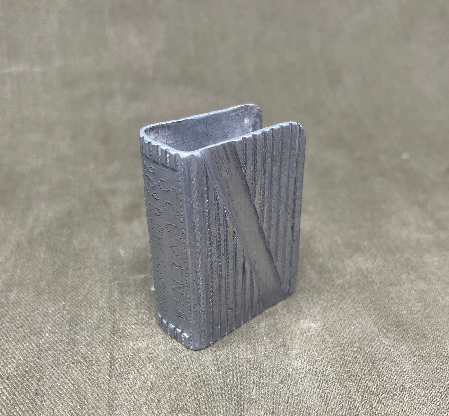 WW2 Aluminium Prisoner Of War Trench Art Matchbox Cover 203 Prisoner Of War POW Camp