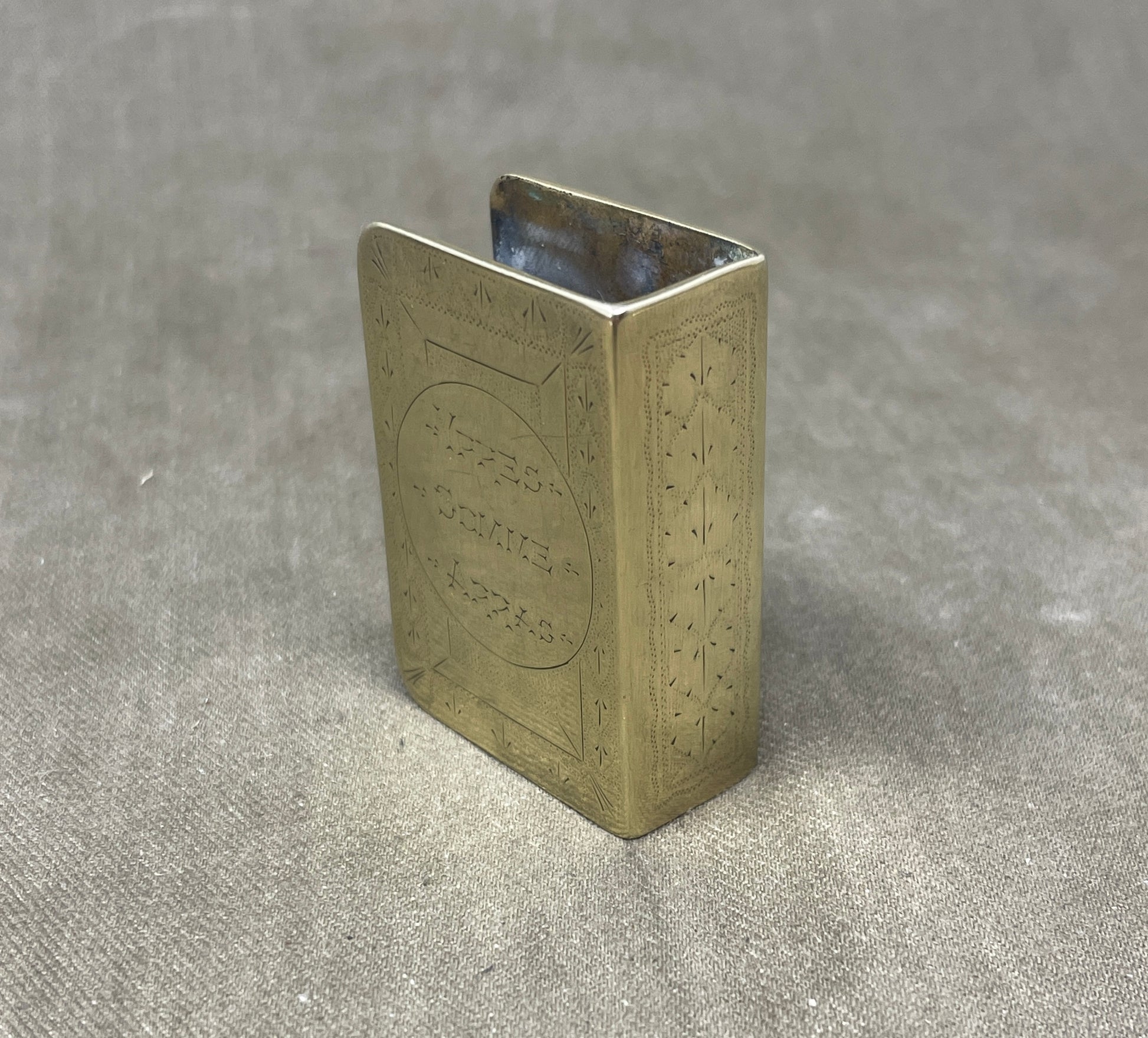 WW1  Brass Trench Art Matchbox Holder