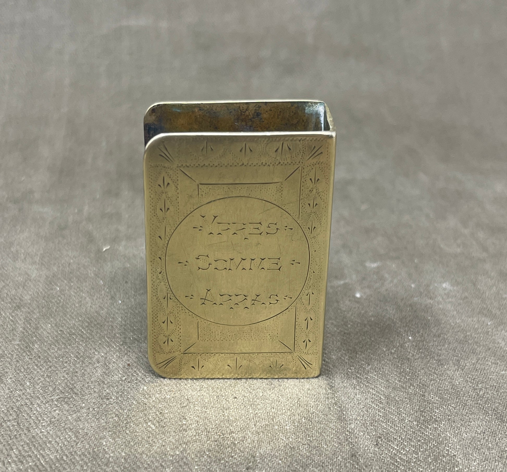 WW1  Brass Trench Art Matchbox Holder