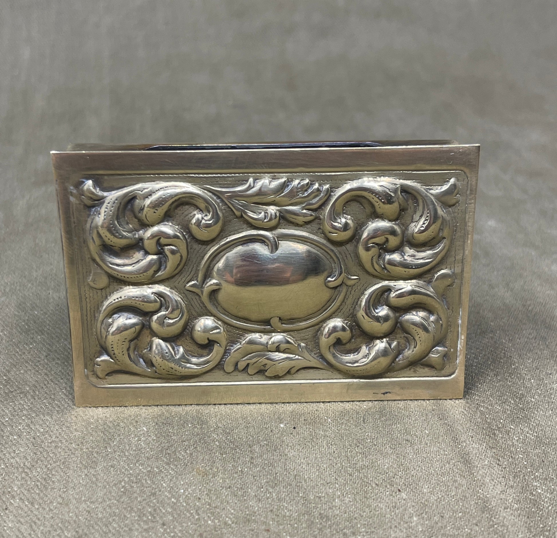 Vintage Brass Match Holder with traditional raised design