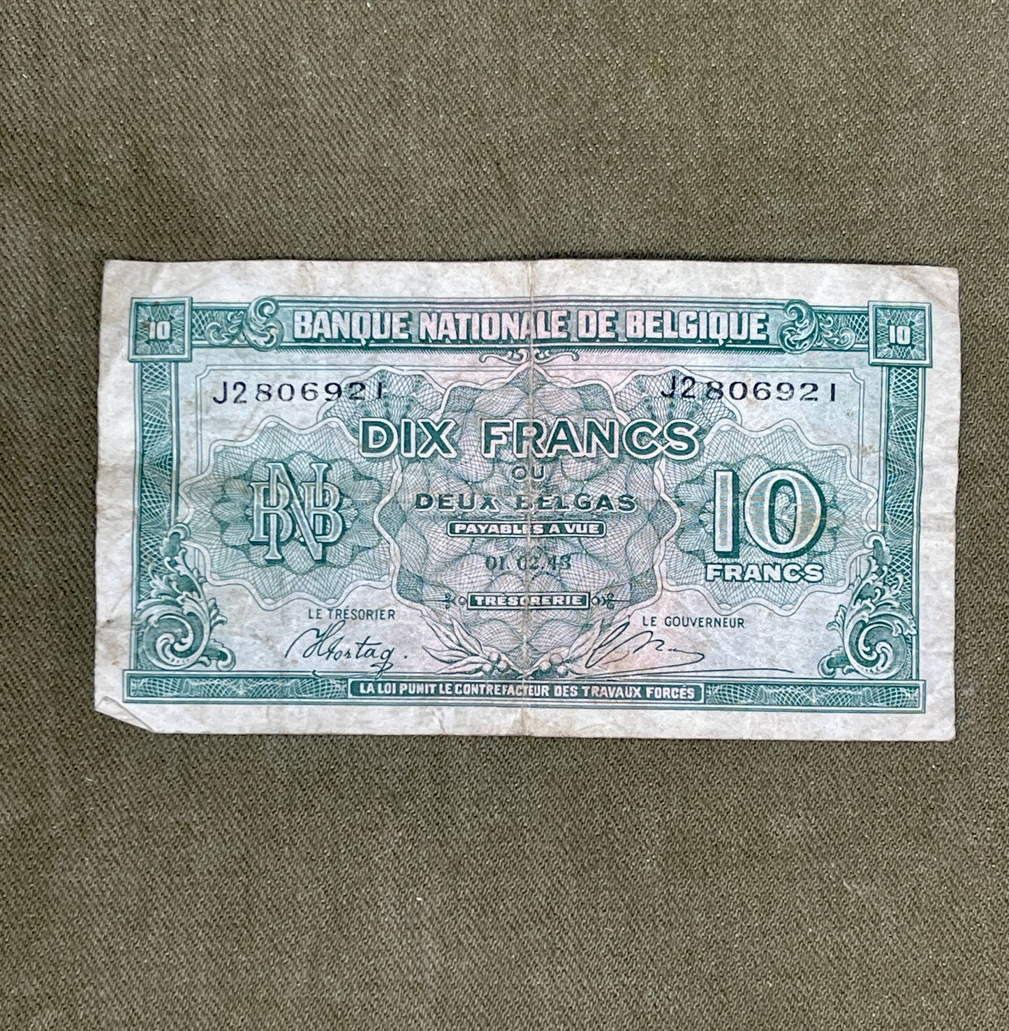 WW2 Selection of European Occupied Countries Banknotes France, Belgium