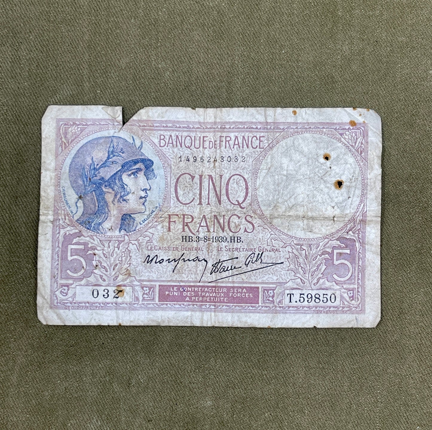 WW2 Selection of European Occupied Countries Banknotes France, Belgium