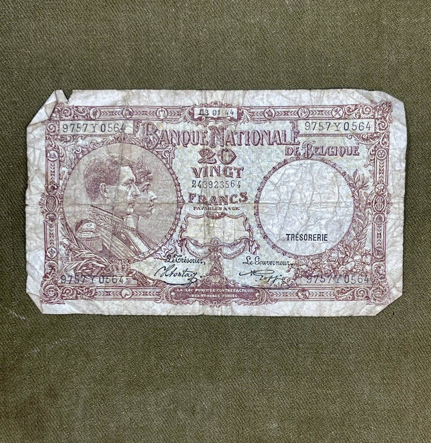 WW2 Selection of European Occupied Countries Banknotes France, Belgium