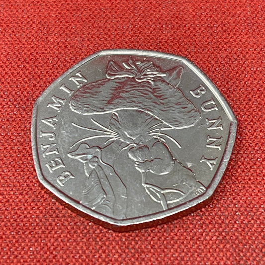 Benjamin Bunny 50p Coin 2017 celebrating the works of Beatrix Potter.