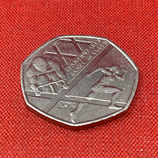 2014 Glasgow Commonwealth Games 50p coin celebrating the Games