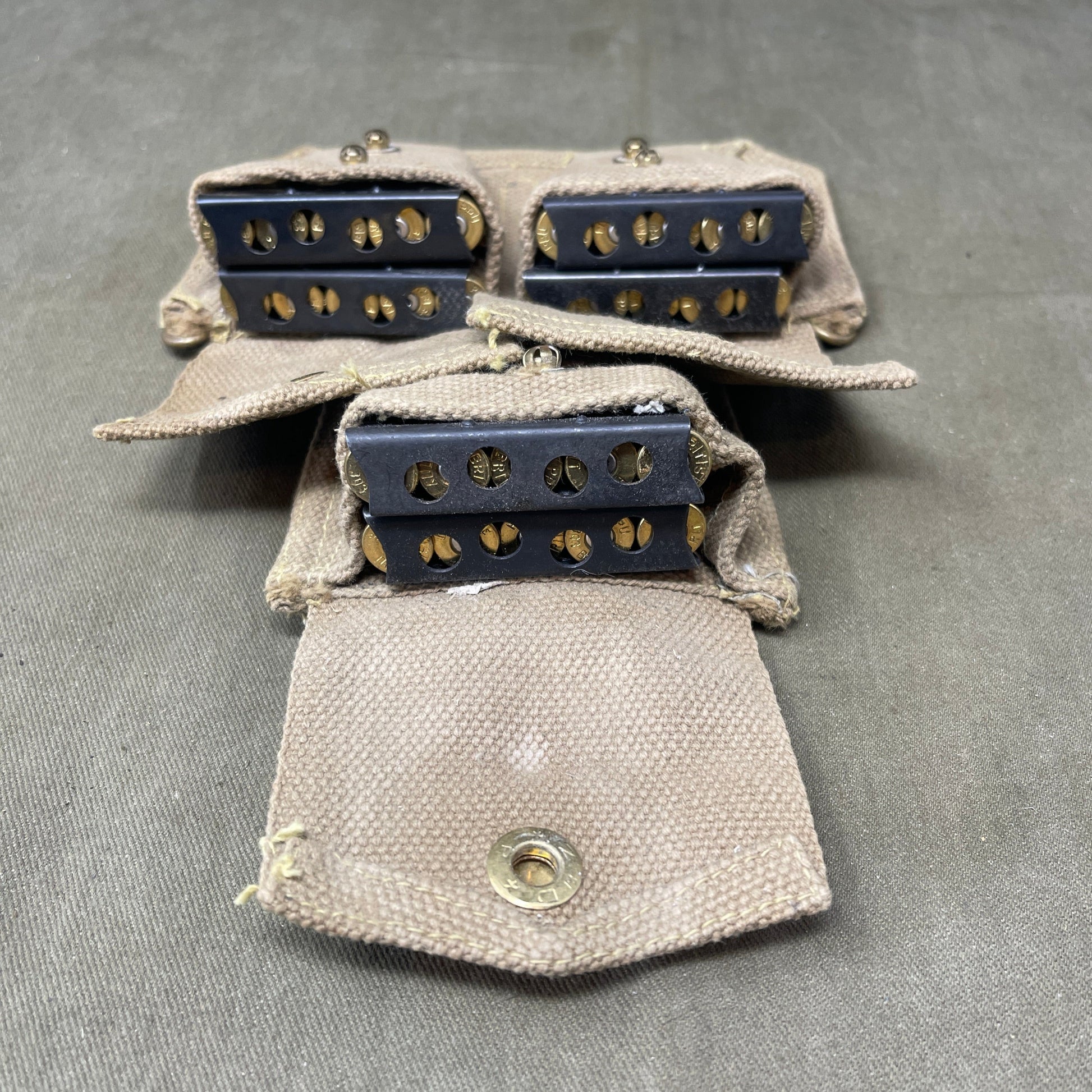 British WW2 37 Pattern Webbing Cartridge Carrier inc 30 INERT 303 Rnds in Chargers