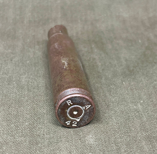 1Recovered USAAF WWII .50 Cal Cartridge Case – Stamped RA 1942