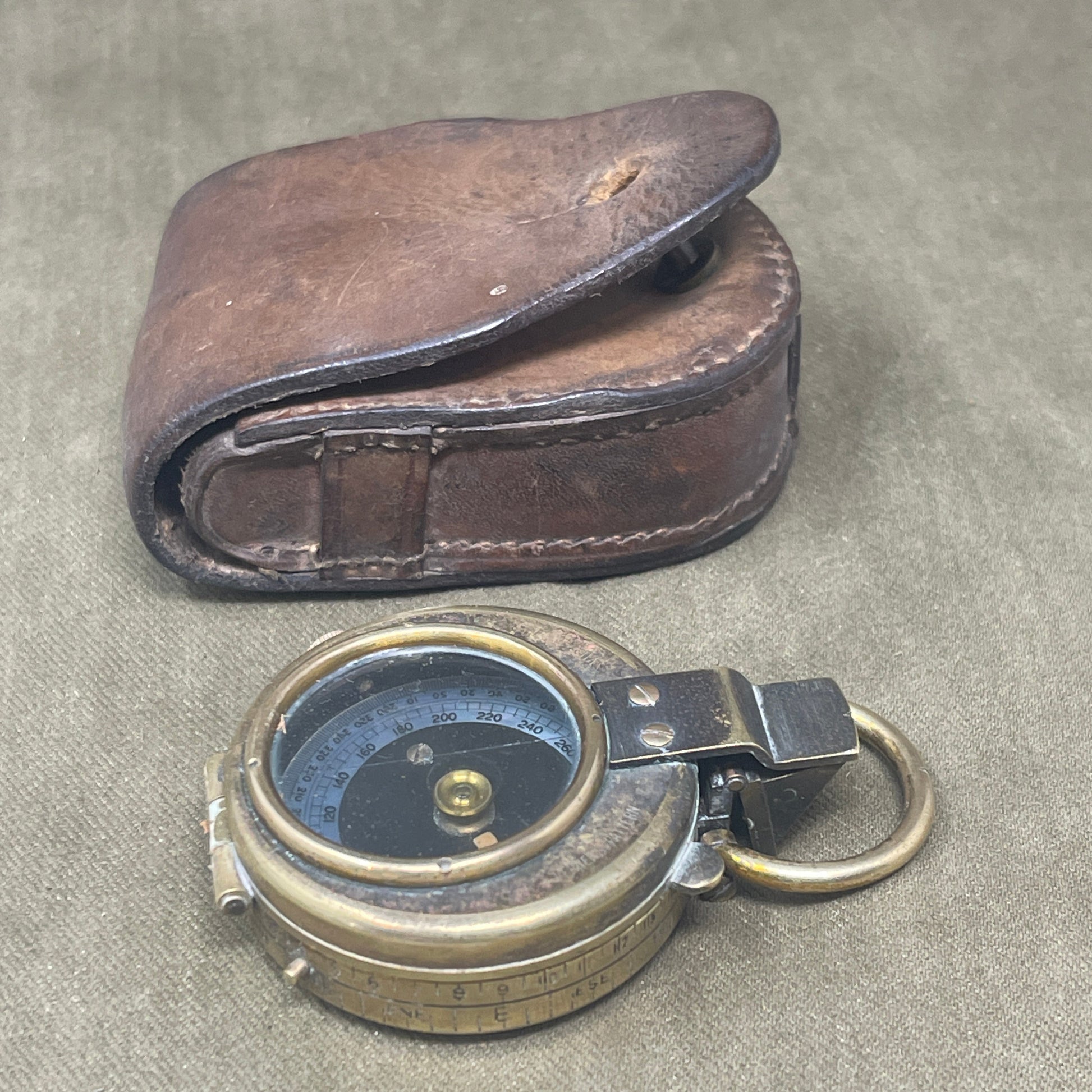 WWI British Military Compass by Short & Mason – With Original Leather Case

