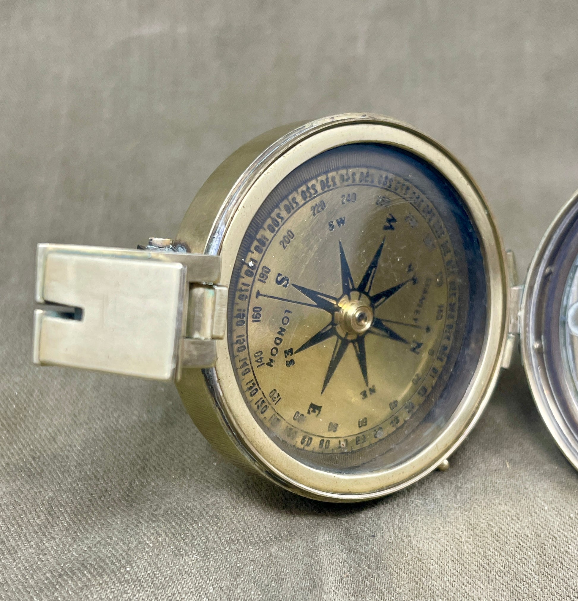 T. Cooke London Brass Prismatic Nautical Navigation Compass with Stand