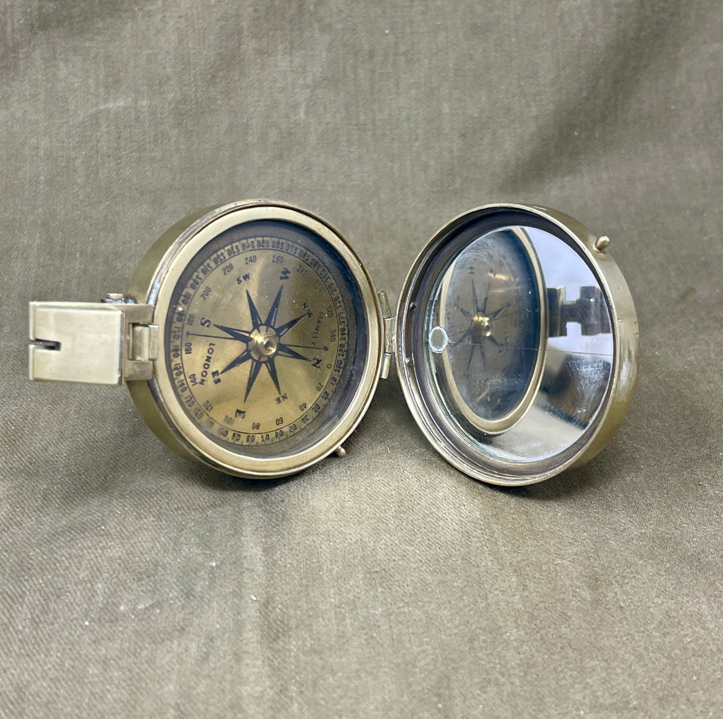 T. Cooke London Brass Prismatic Nautical Navigation Compass with Stand
