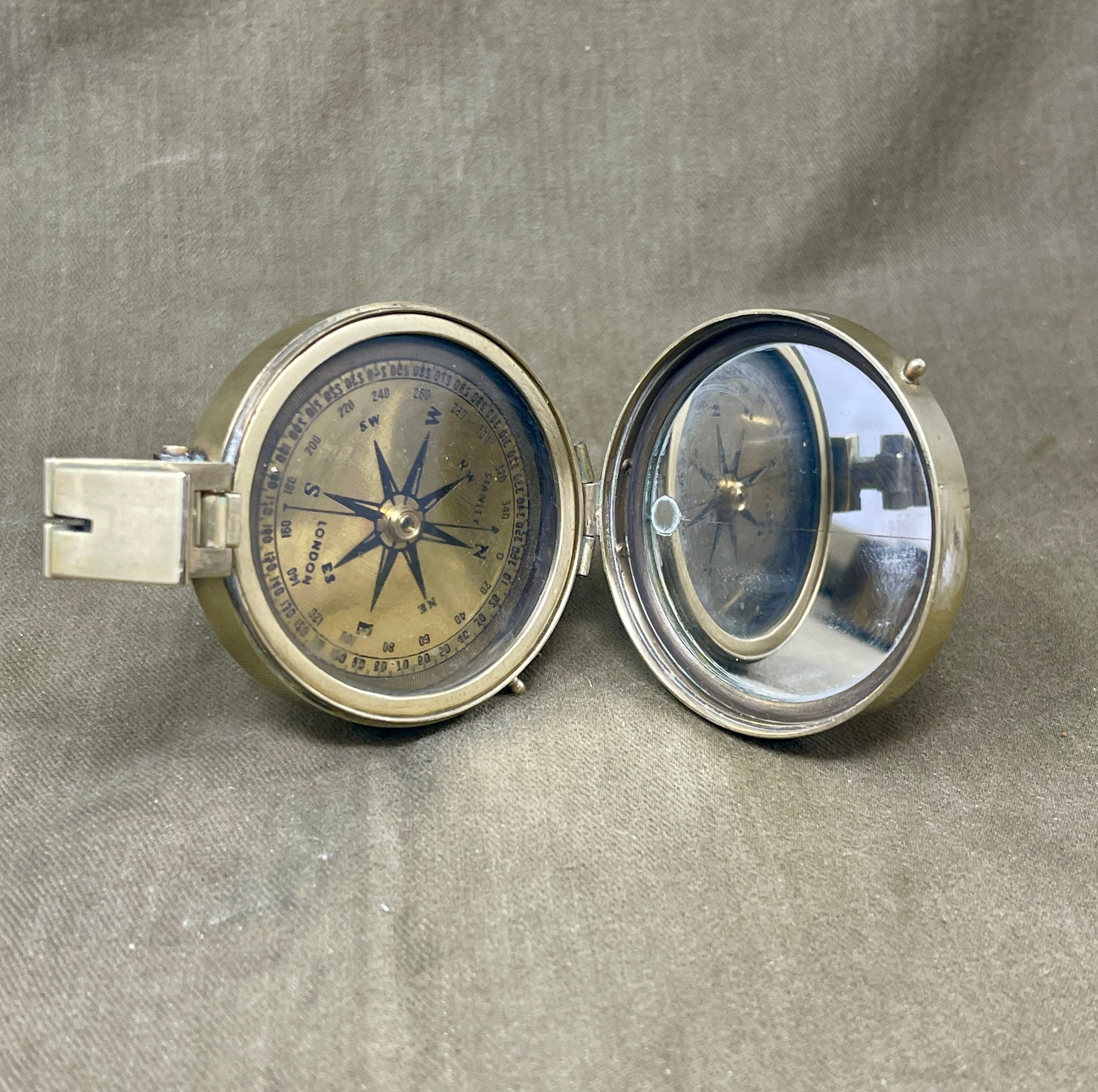 T. Cooke London Brass Prismatic Nautical Navigation Compass with Stand