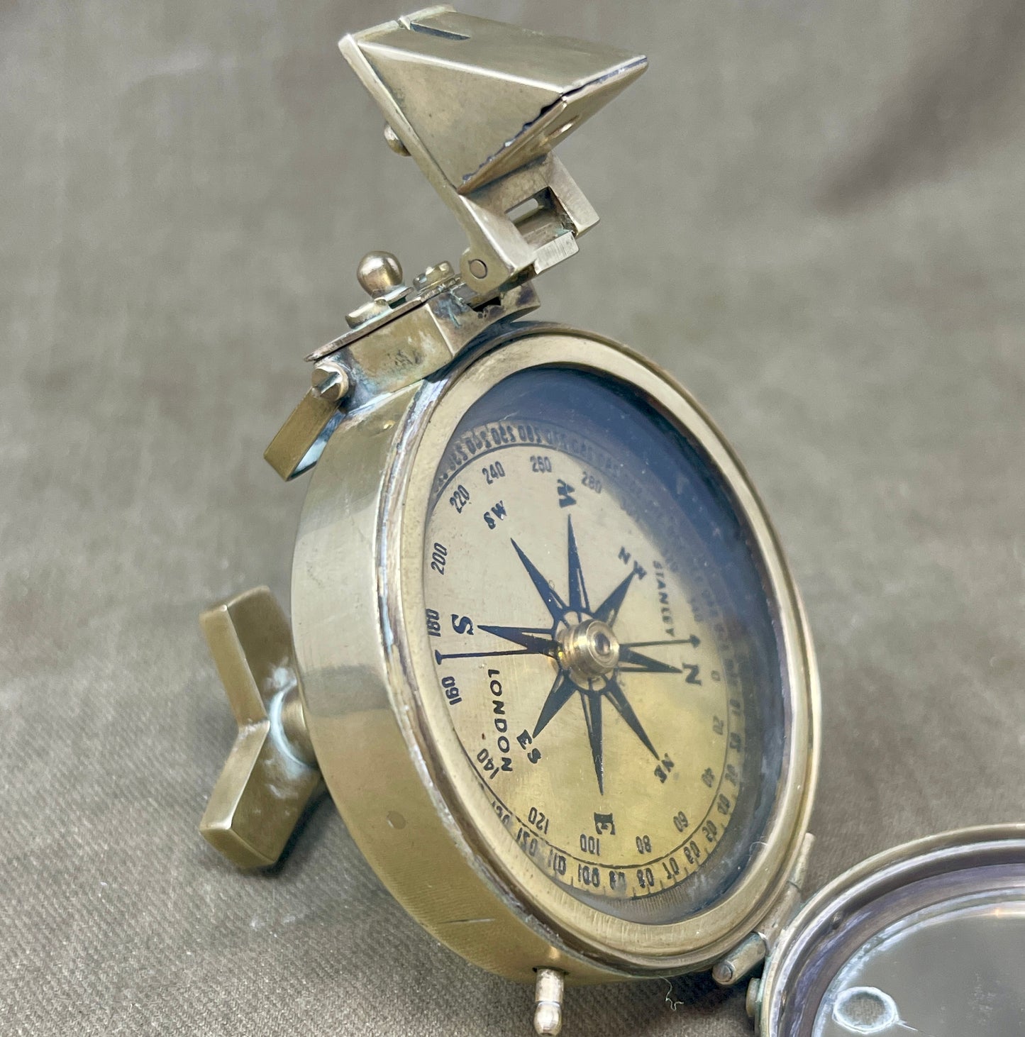 T. Cooke London Brass Prismatic Nautical Navigation Compass with Stand