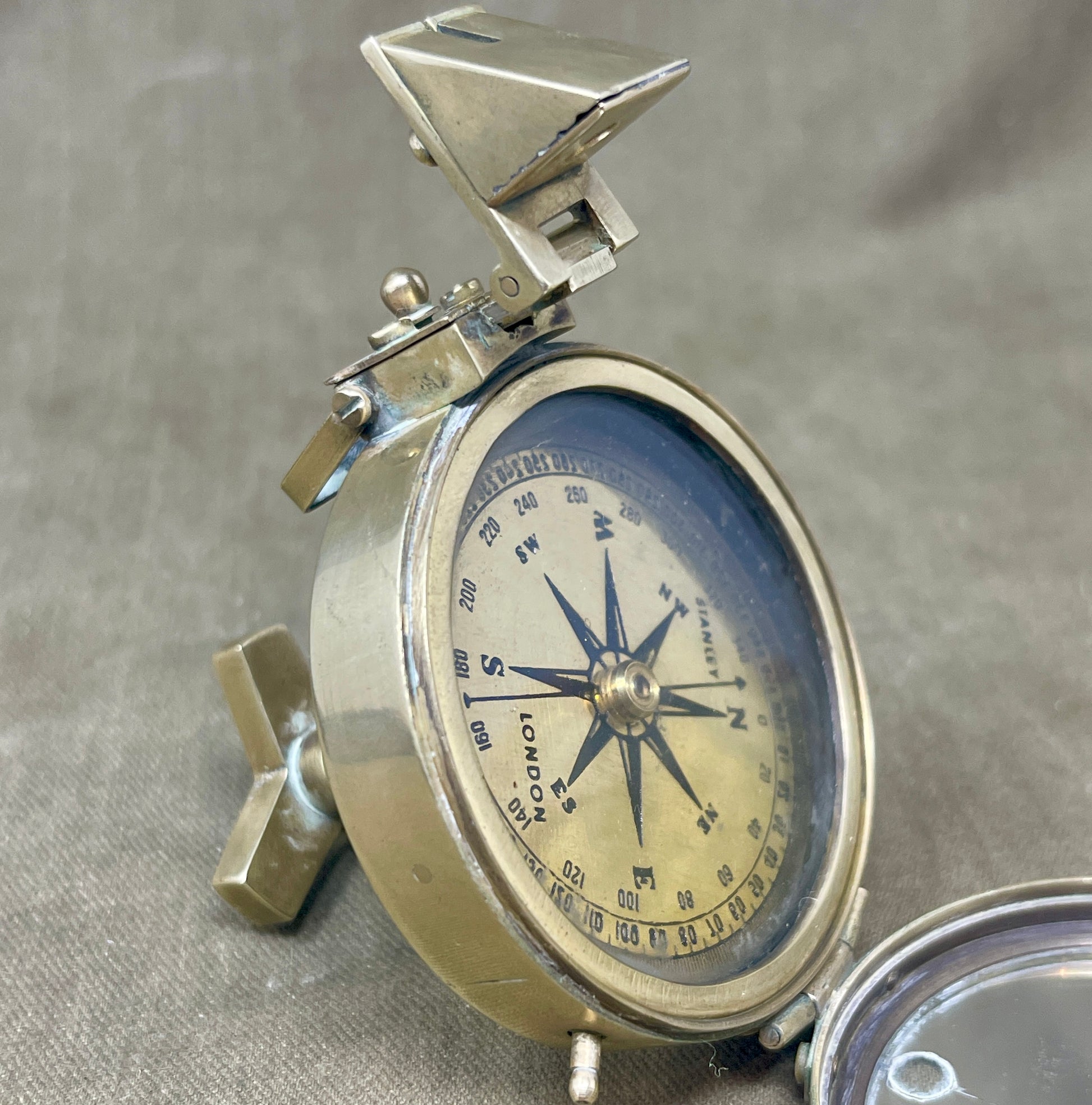 T. Cooke London Brass Prismatic Nautical Navigation Compass with Stand