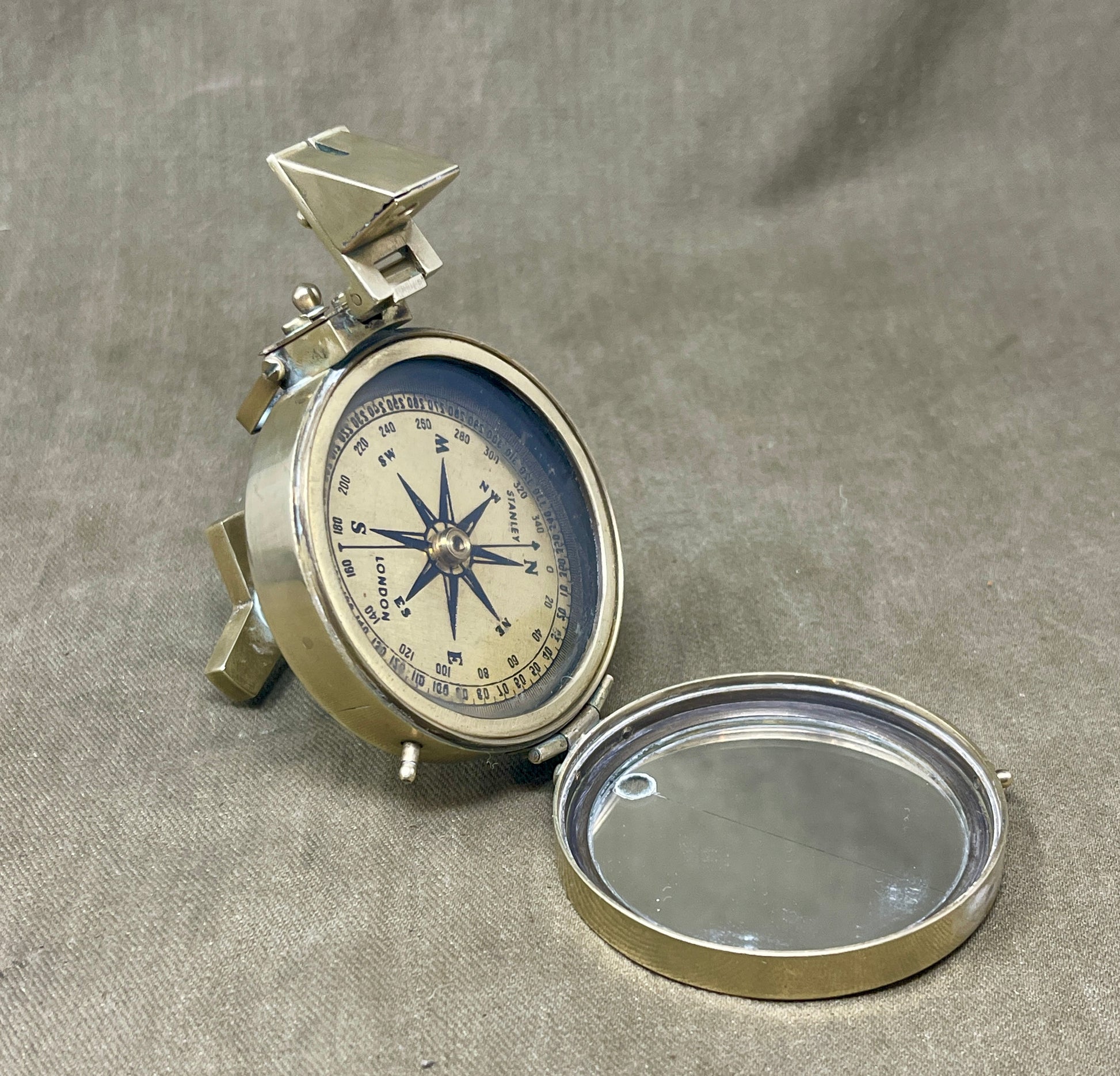 T. Cooke London Brass Prismatic Nautical Navigation Compass with Stand