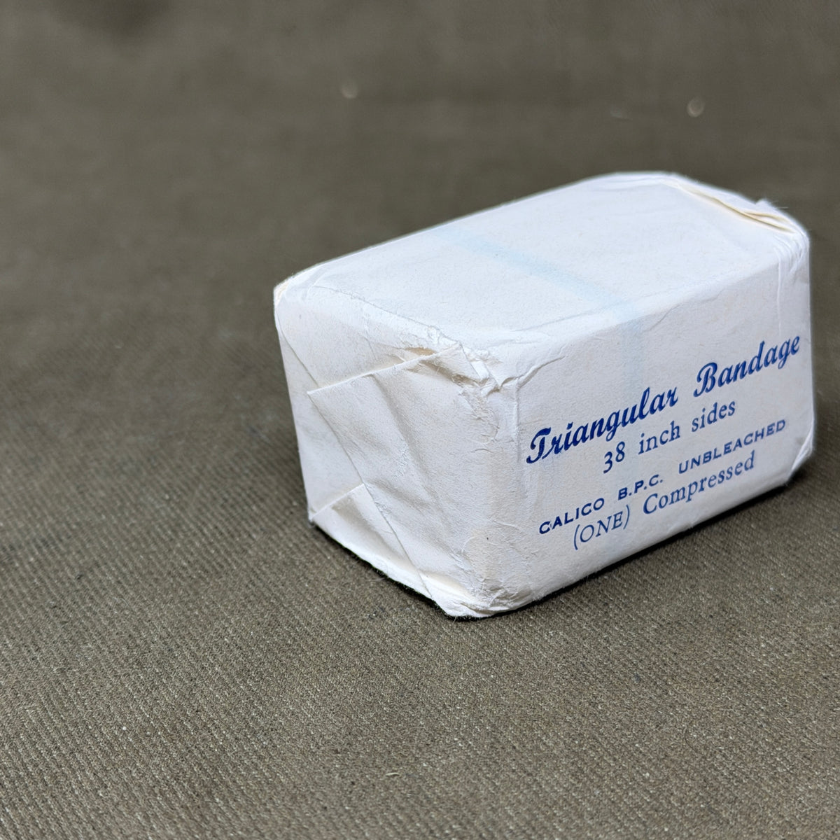 Vintage British Military Medical Triangular Bandage – 38" B.P.C. – Robert Bailey & Son