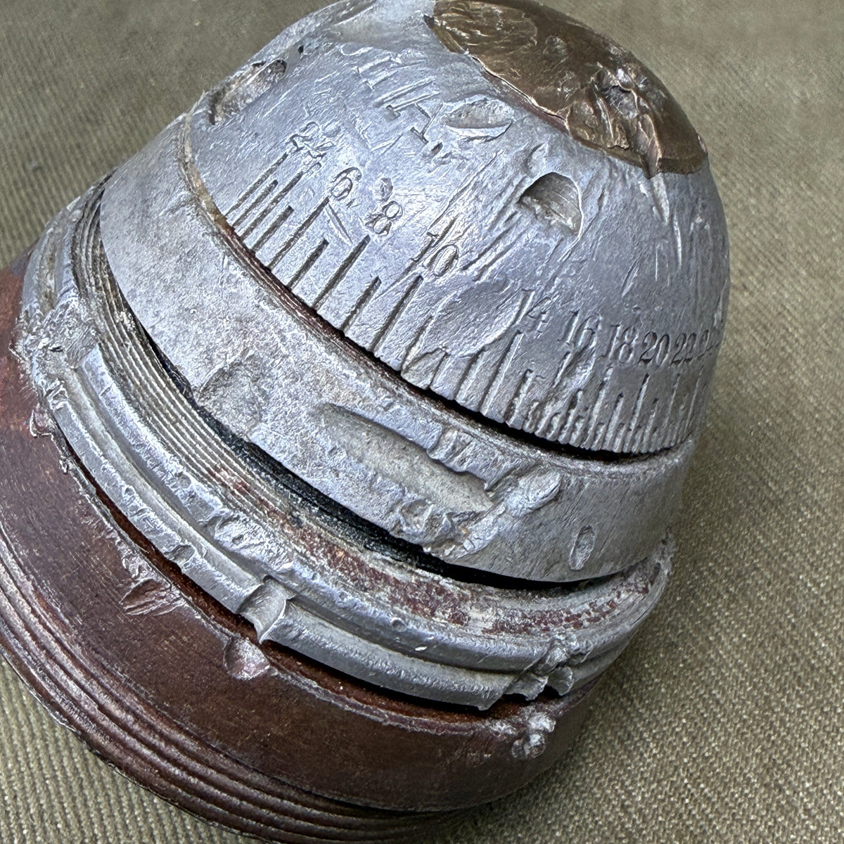 Original WW1 German 77mm Artillery Time Fuze – Dopp. Z. 96 – Battlefield Relic