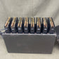 Authentic WW2 German MG13 magazine ammo box with 8 original MG13 magazines and 5 inert 7.92mm rounds. All items stamped with Waffenamt and dates. Excellent condition.