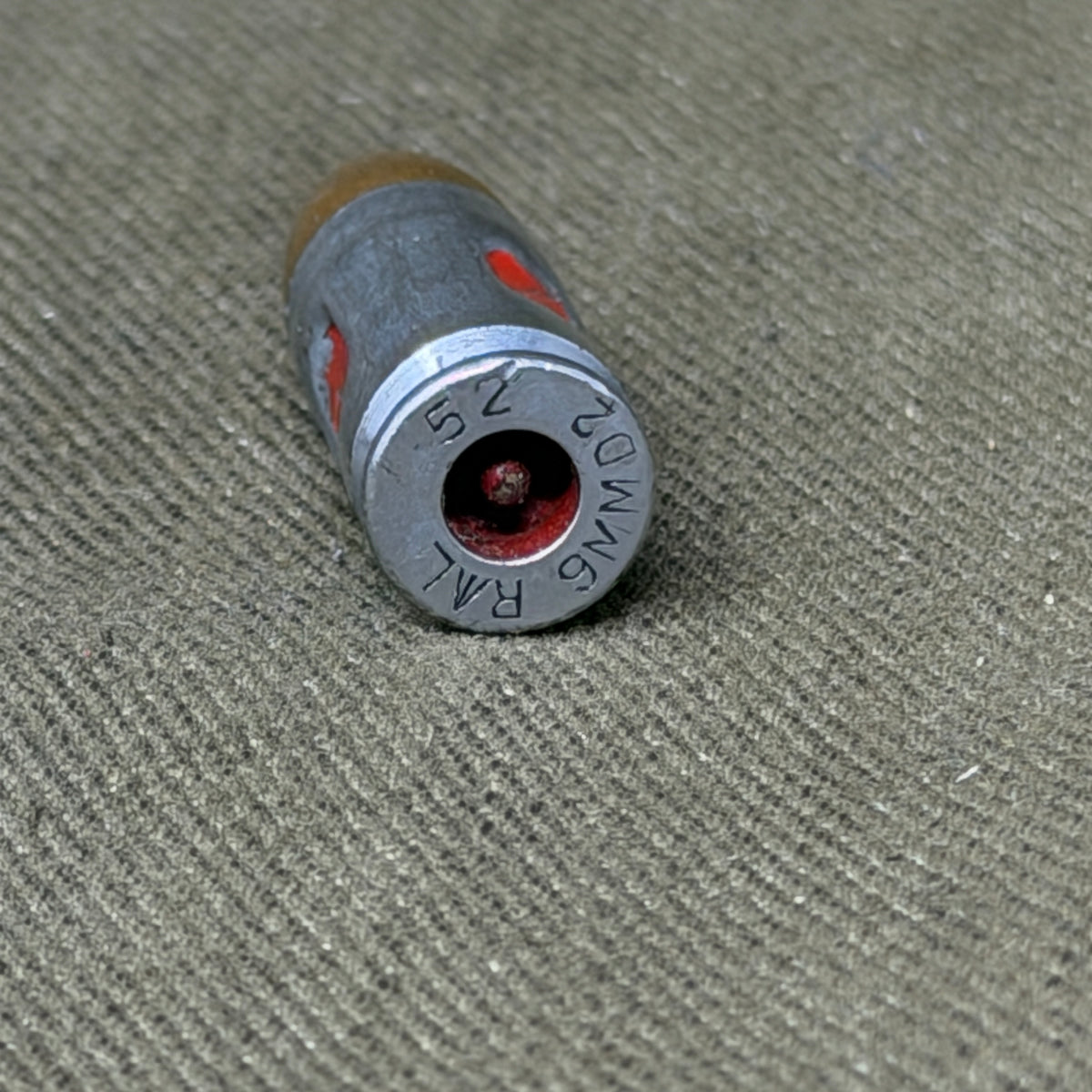 Original British 1952 9mm D2 Drill Cartridge – Royal Laboratory Woolwich – Inert