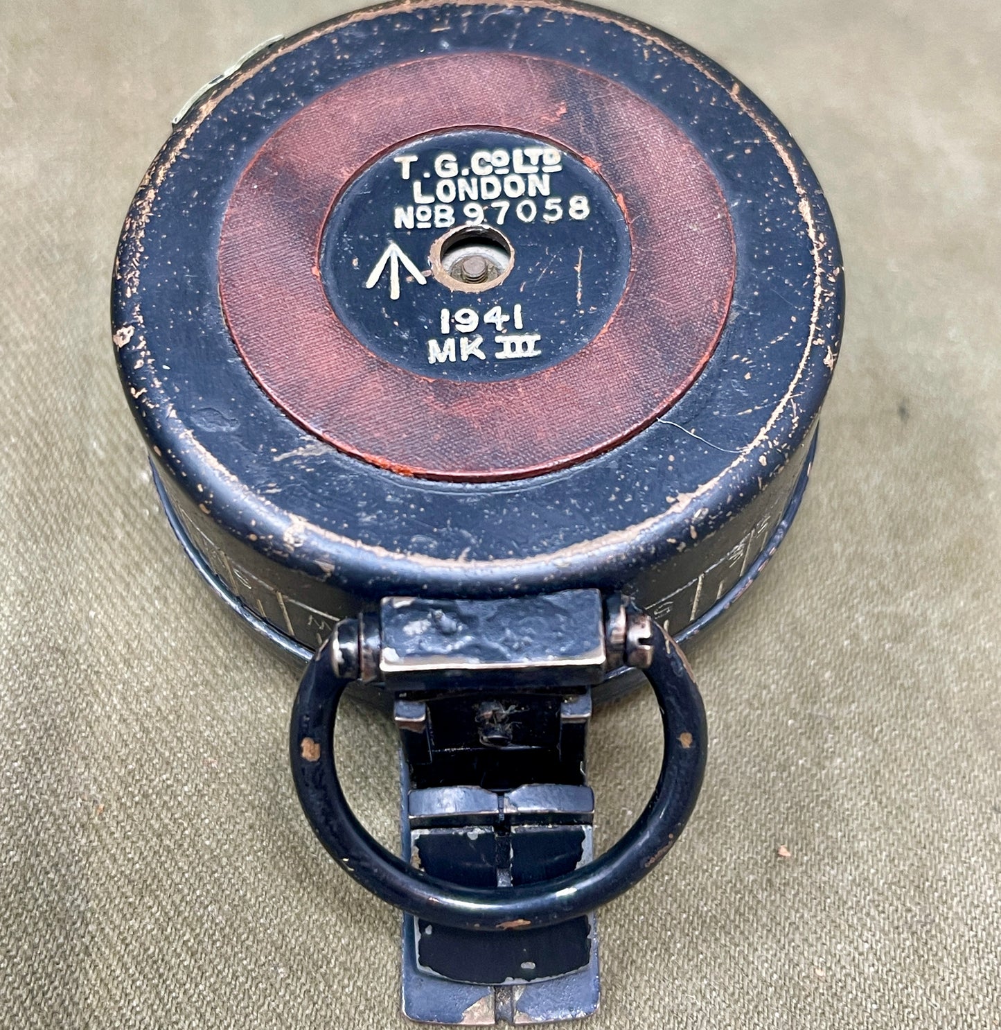 WWII British Prismatic Compass – 1941 Mk III T.G. Co Ltd, London No B97058