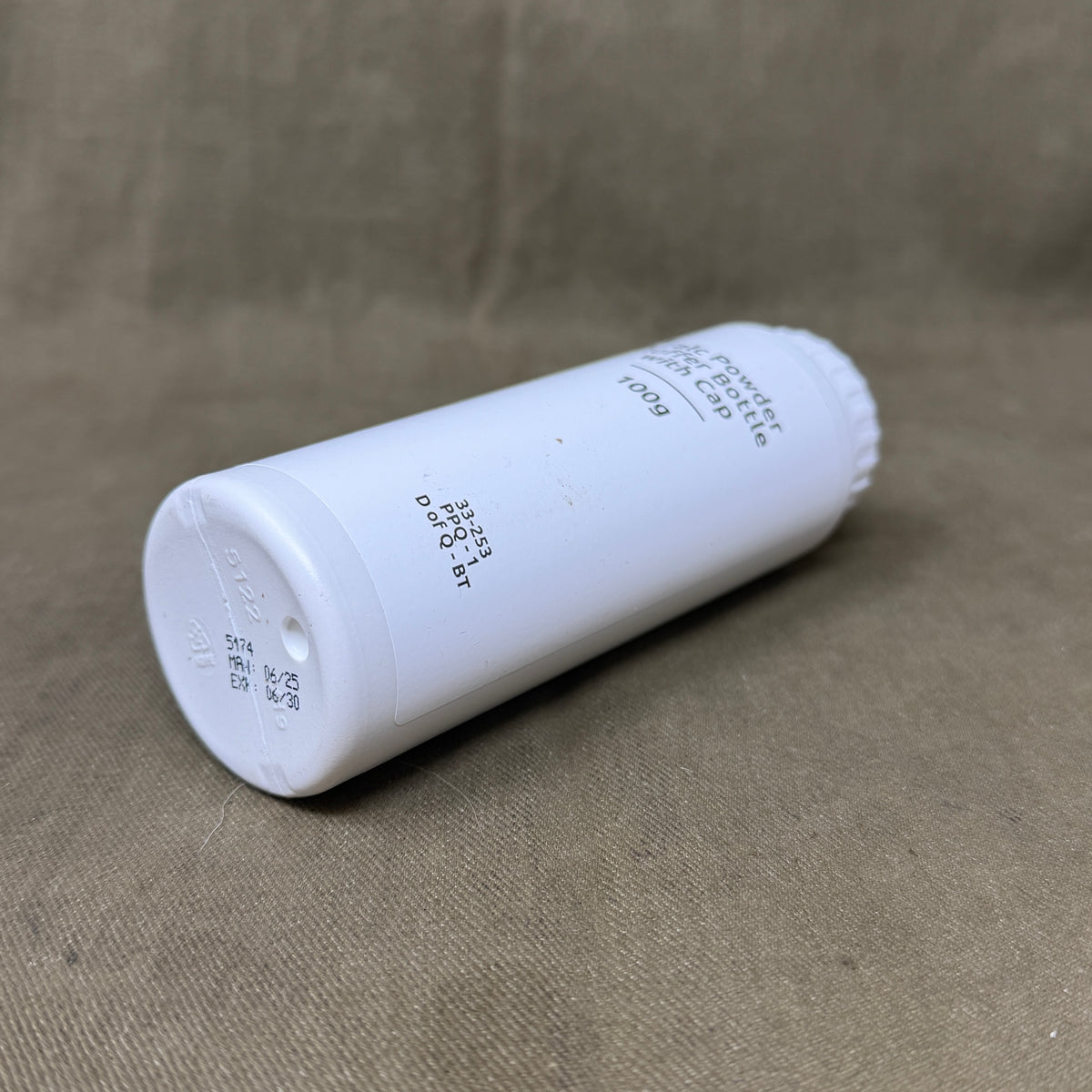 Original British Army MOD Talc Powder Puffer Bottle – 100g – Military Personal Hygiene Kit