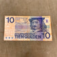 This selection of vintage Dutch Guilder banknotes from the 1960s and 1970s includes denominations of 5, 10, and 25 Gulden, each showcasing distinctive Dutch design and cultural heritage. Issued by De Nederlandsche Bank, these notes feature iconic imagery such as the statue of Erasmus (ƒ5), Baruch Spinoza (ƒ10), and Michiel de Ruyter (ƒ25), reflecting the country’s historical and intellectual legacy. Printed in bold colours and artistic styles, these notes are no longer in circulation, having been replaced b