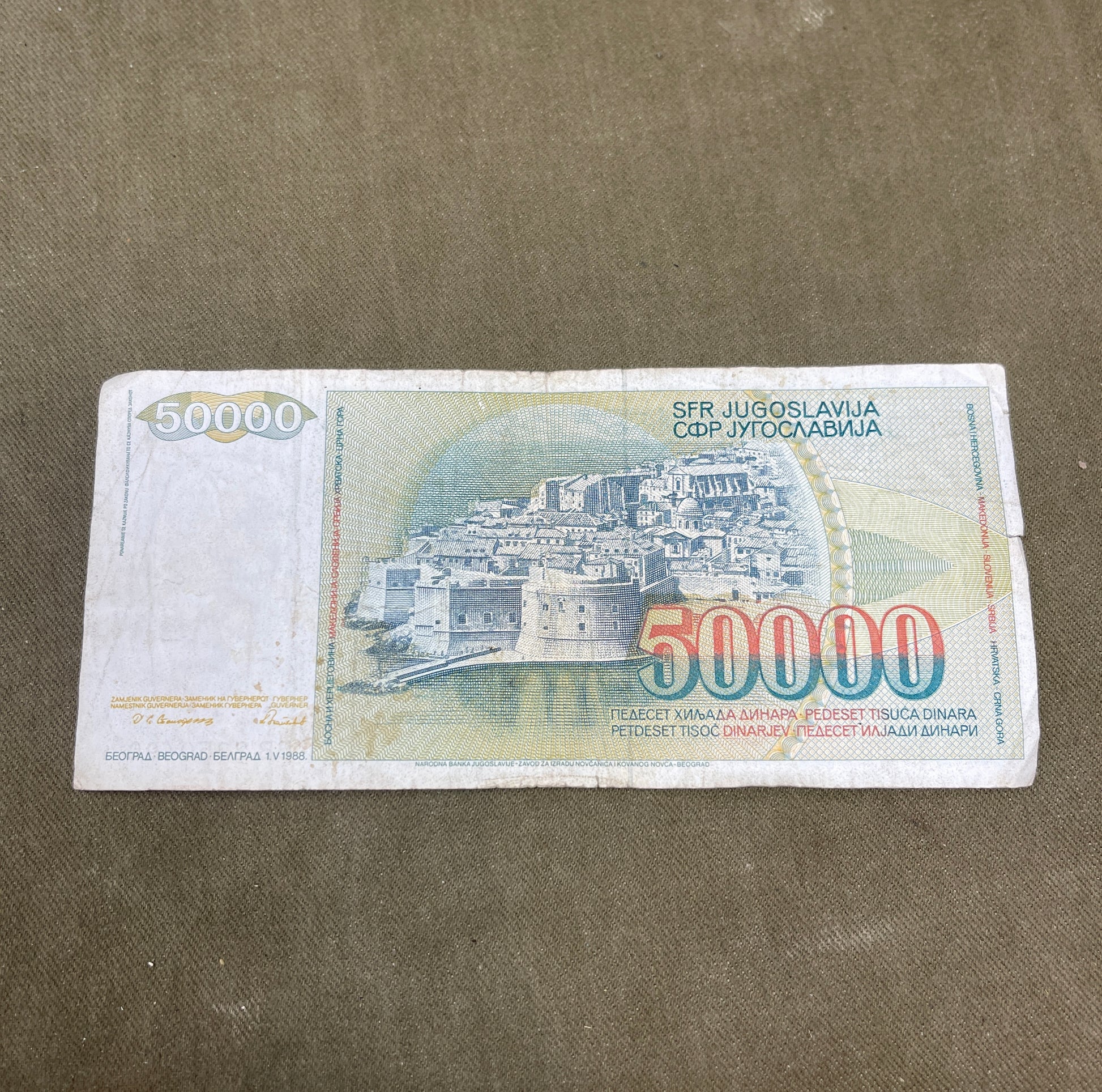 This collection of vintage Yugoslavian banknotes features a mix of denominations and designs from the former Socialist Federal Republic of Yugoslavia, a nation that dissolved in the early 1990s. Spanning several decades—primarily from the 1950s to the 1990s—these notes reflect the country’s dynamic political and economic history. Denominations may include 10, 50, 100, 500, 1,000, 5,000, or even hyperinflation-era notes in the millions, with portraits of workers, scholars, and historical figures, along with 