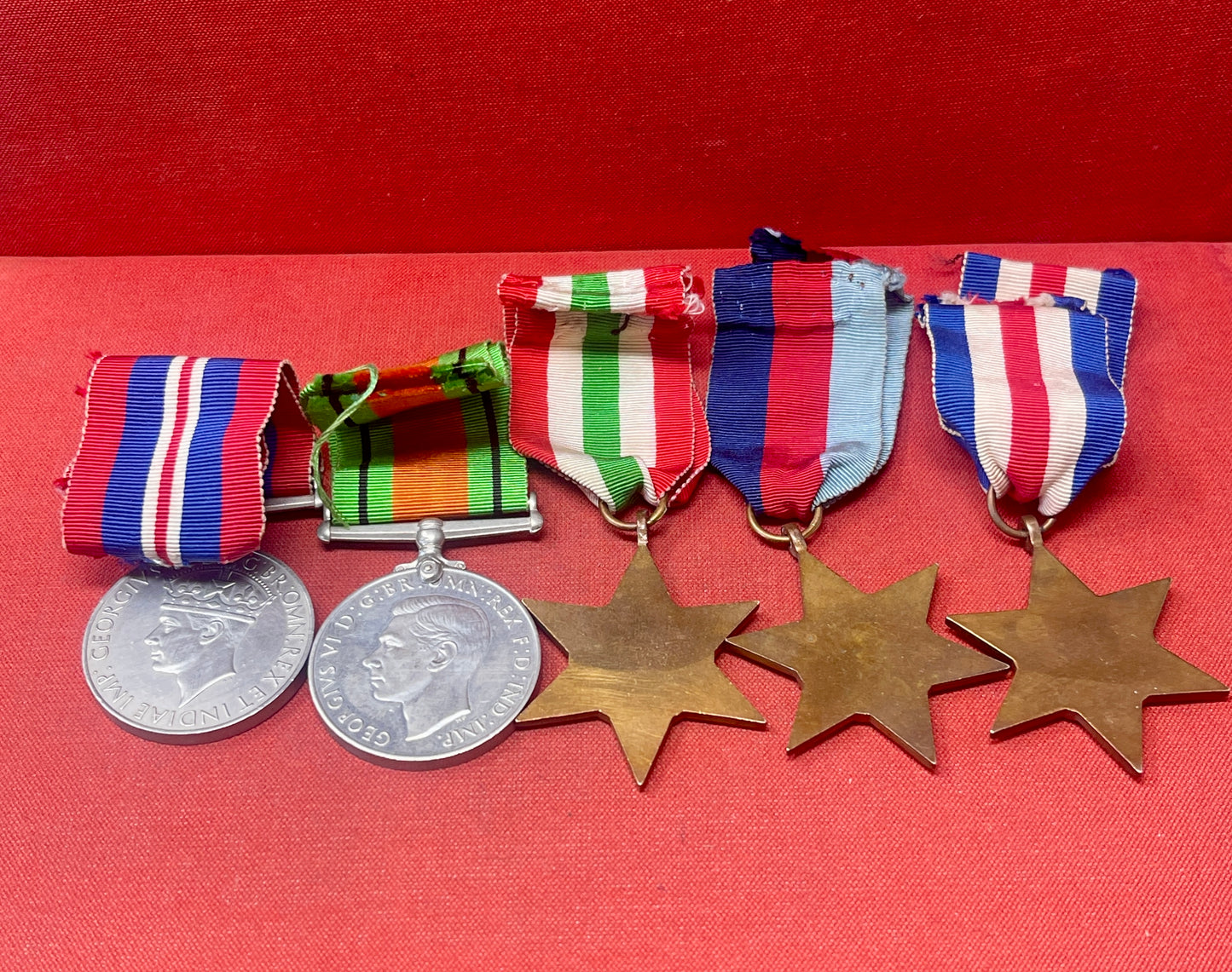 WW2 Set of British War Medals, Defence Medal, 1939-45 Medal, 1939-45 Star, France Germany Star, North Africa Star