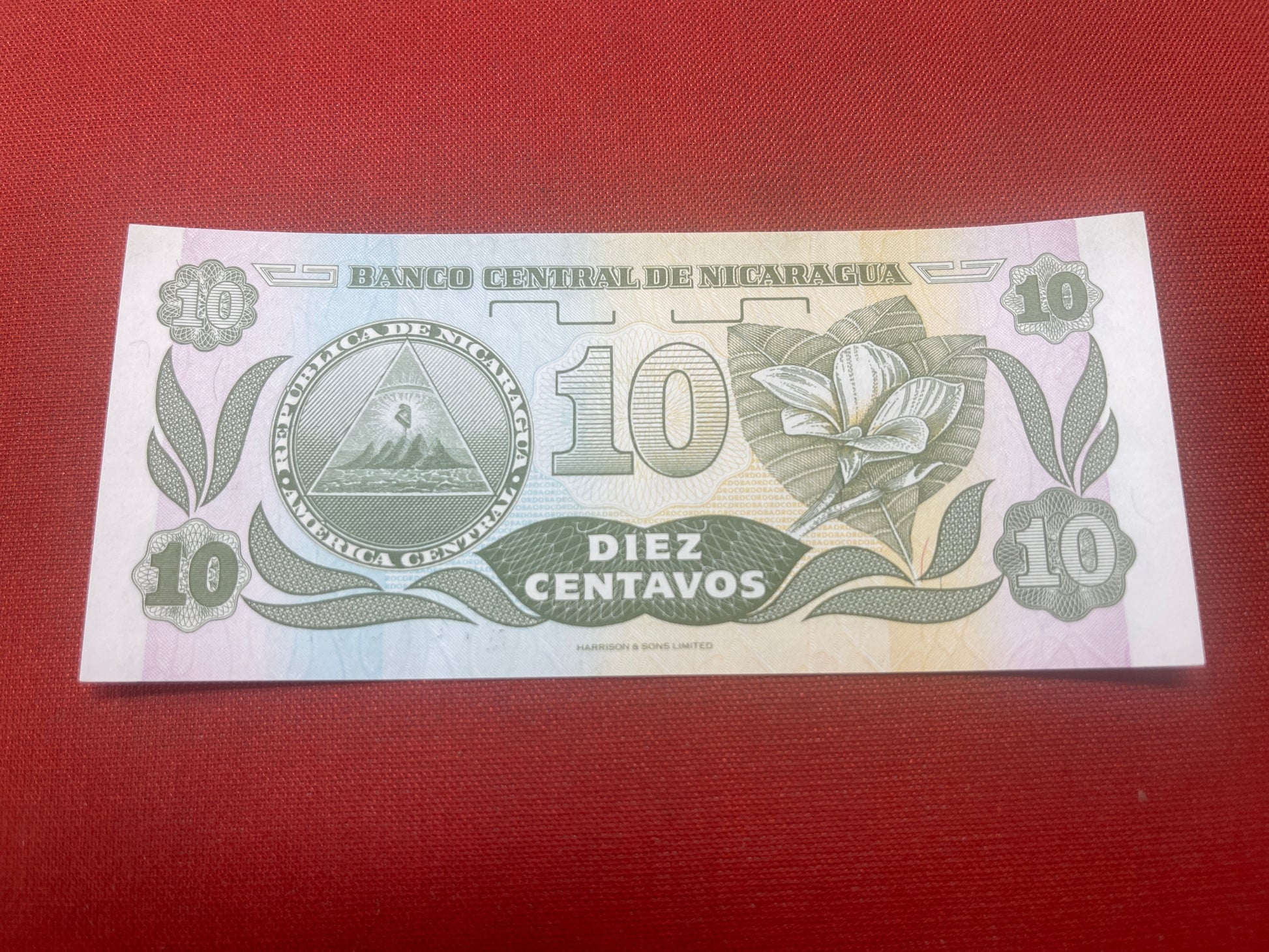 Banco Central Nicaragua 10 Diez Centavos De Cordoba Serial AE 7915778