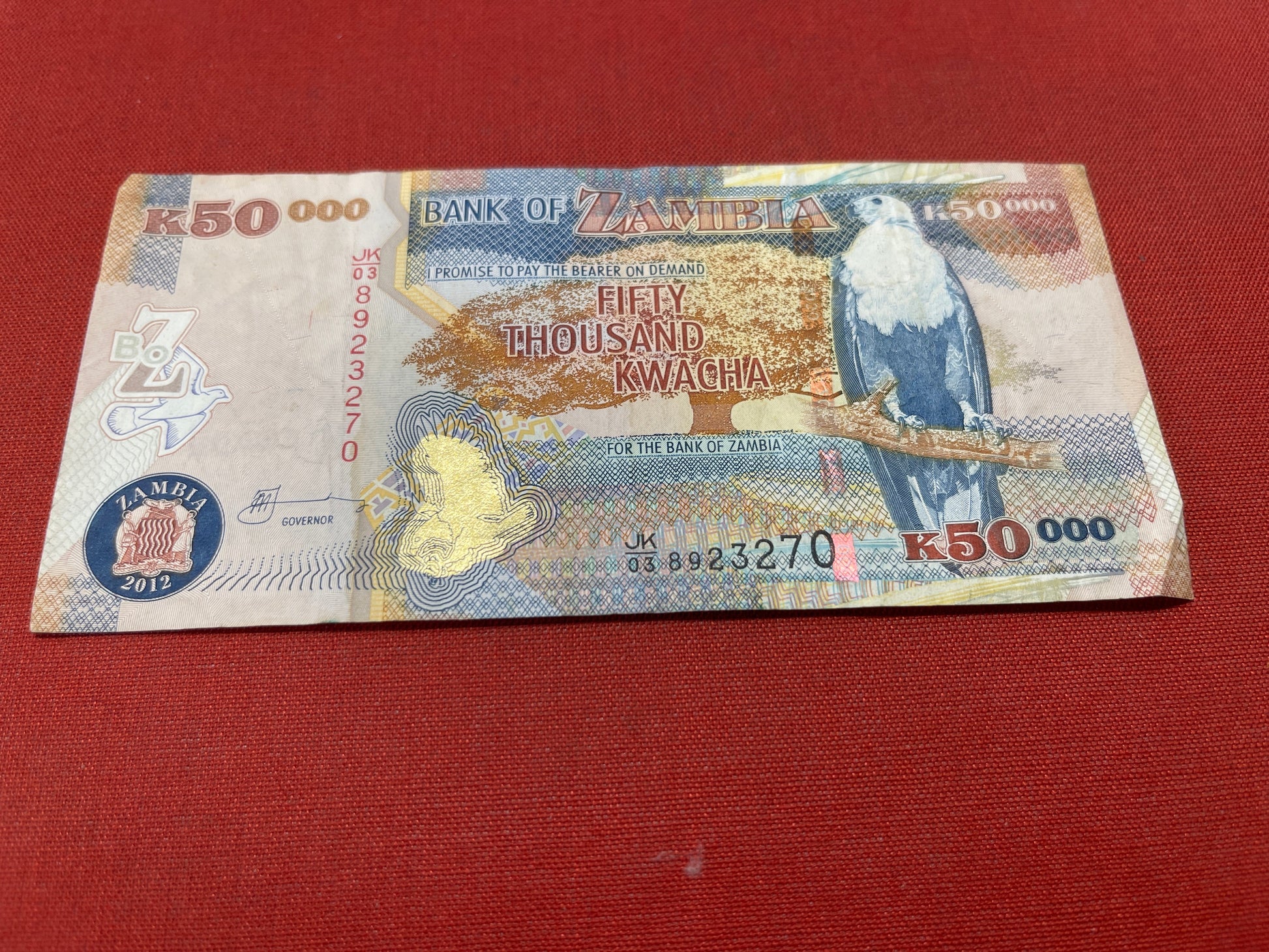 Bank of Zambia 50000 Kwacha Serial JK/03 8923270