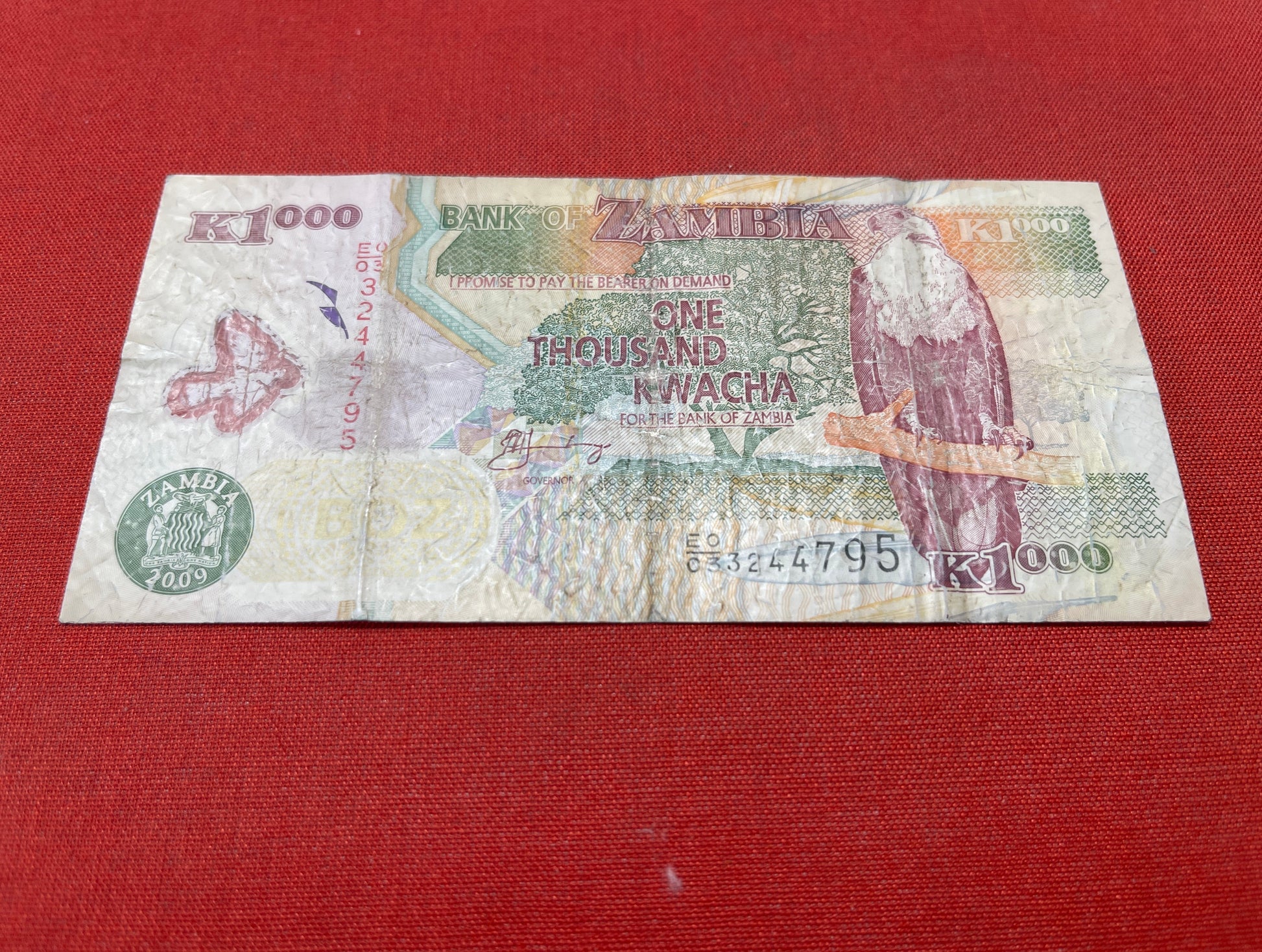 Bank of Zambia 1000 Kwacha Serial EU/03 0113167