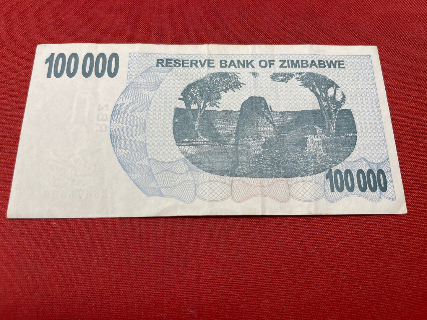 Zimbabwe One Hundred Thousand Dollar Banknote