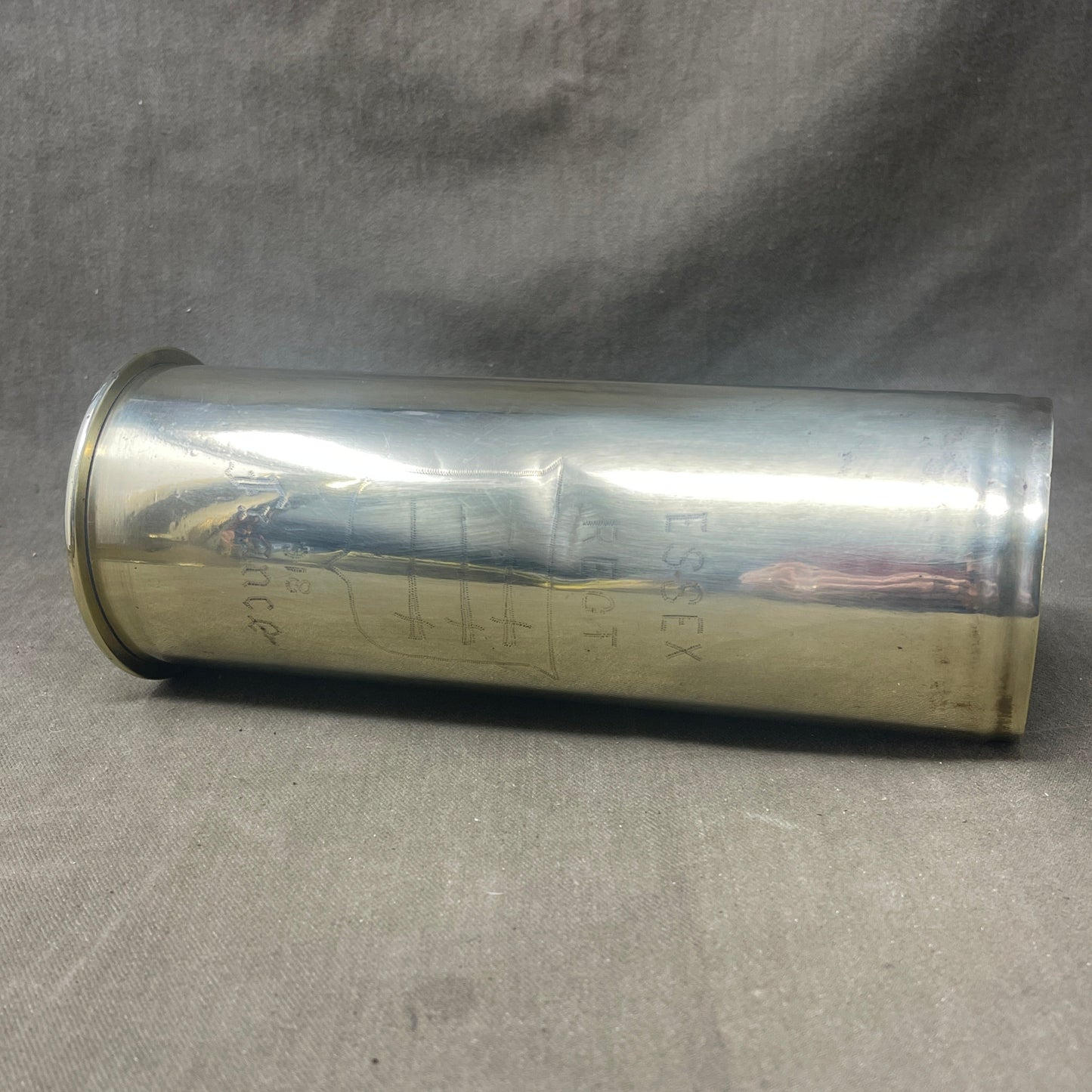 German WW1 Brass 75mm Cartridge Case Dated Juni 1915 Karlsruhe Patronenfabrik