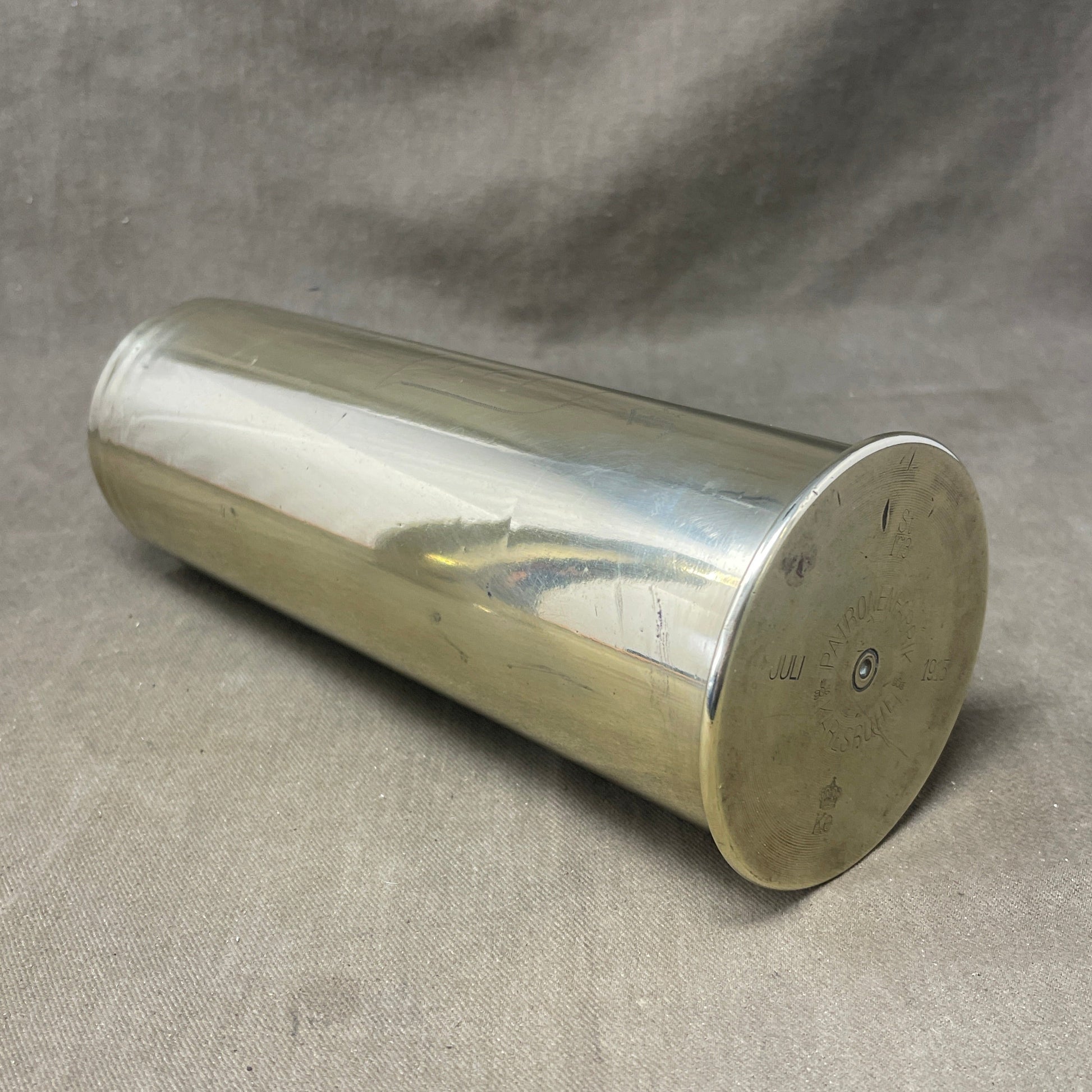 German WW1 Brass 75mm Cartridge Case Dated Juni 1915 Karlsruhe Patronenfabrik cartridge case