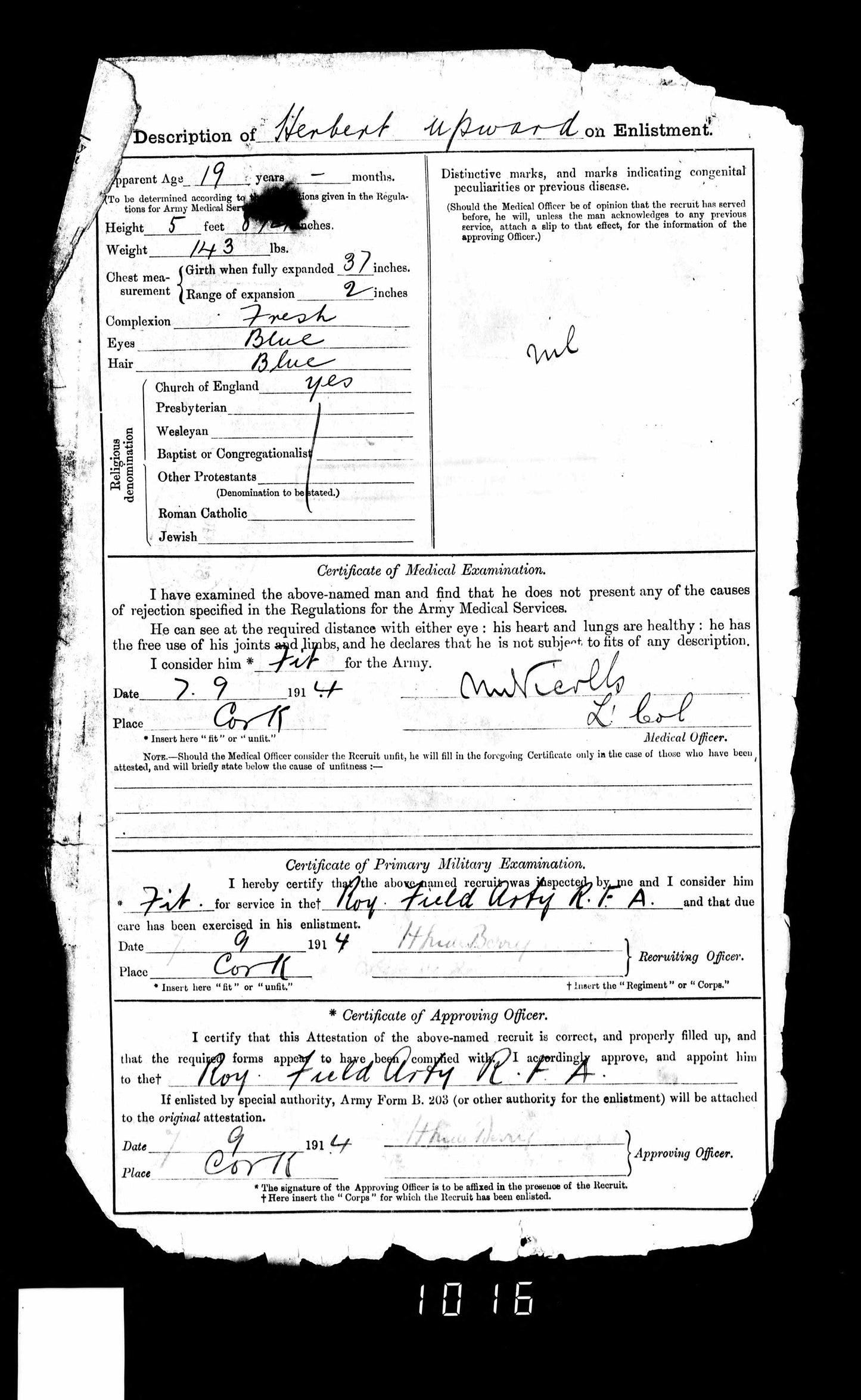 WW1 soldiers service record