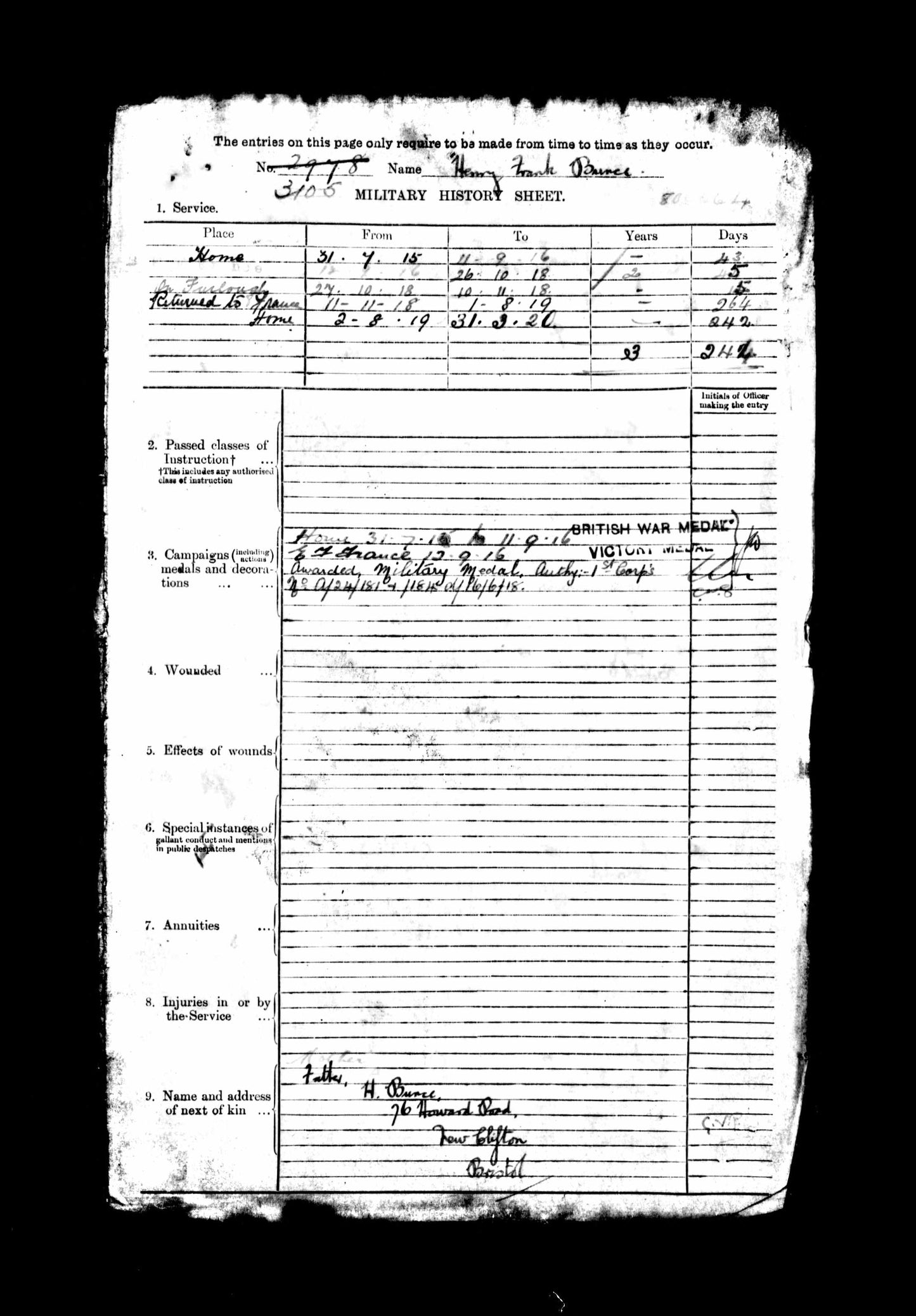 ww1 soldiers service record