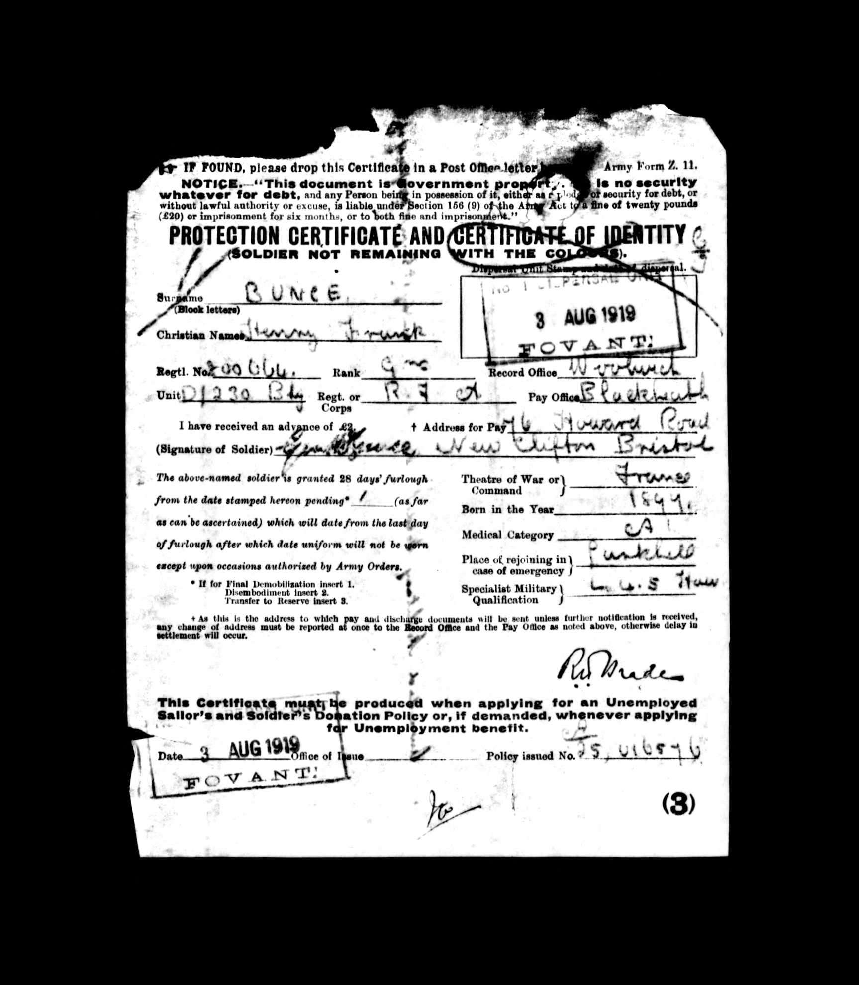 ww1 soldiers service record